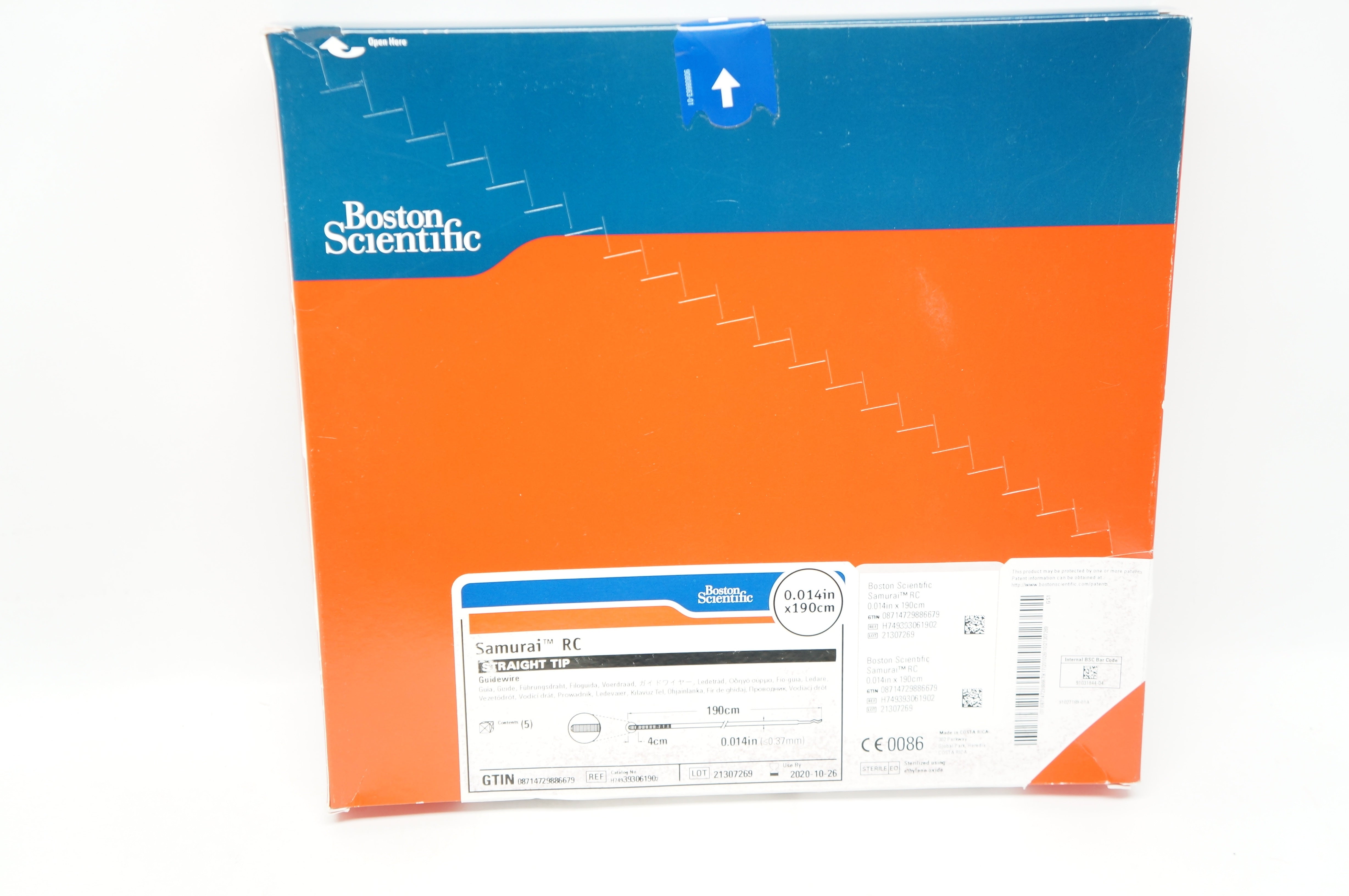Boston Scientific H749393061902 Samurai Straight Tip .014in.x 190cm-box of 5 (x)