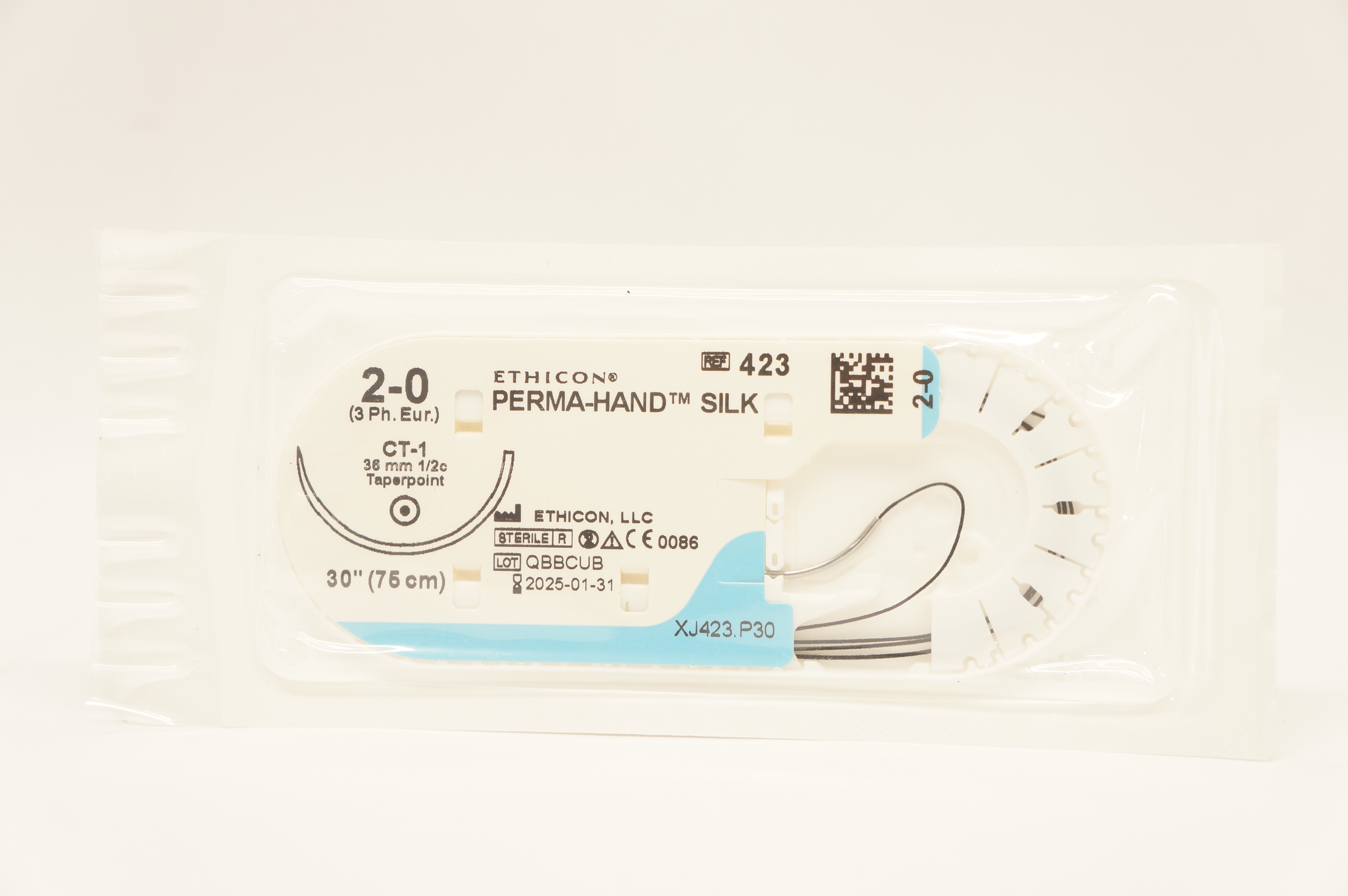 Ethicon 423 2-0 PERMA-HAND SILK Stre CT-1 36mm 1/2c Taperpoint, 30inch