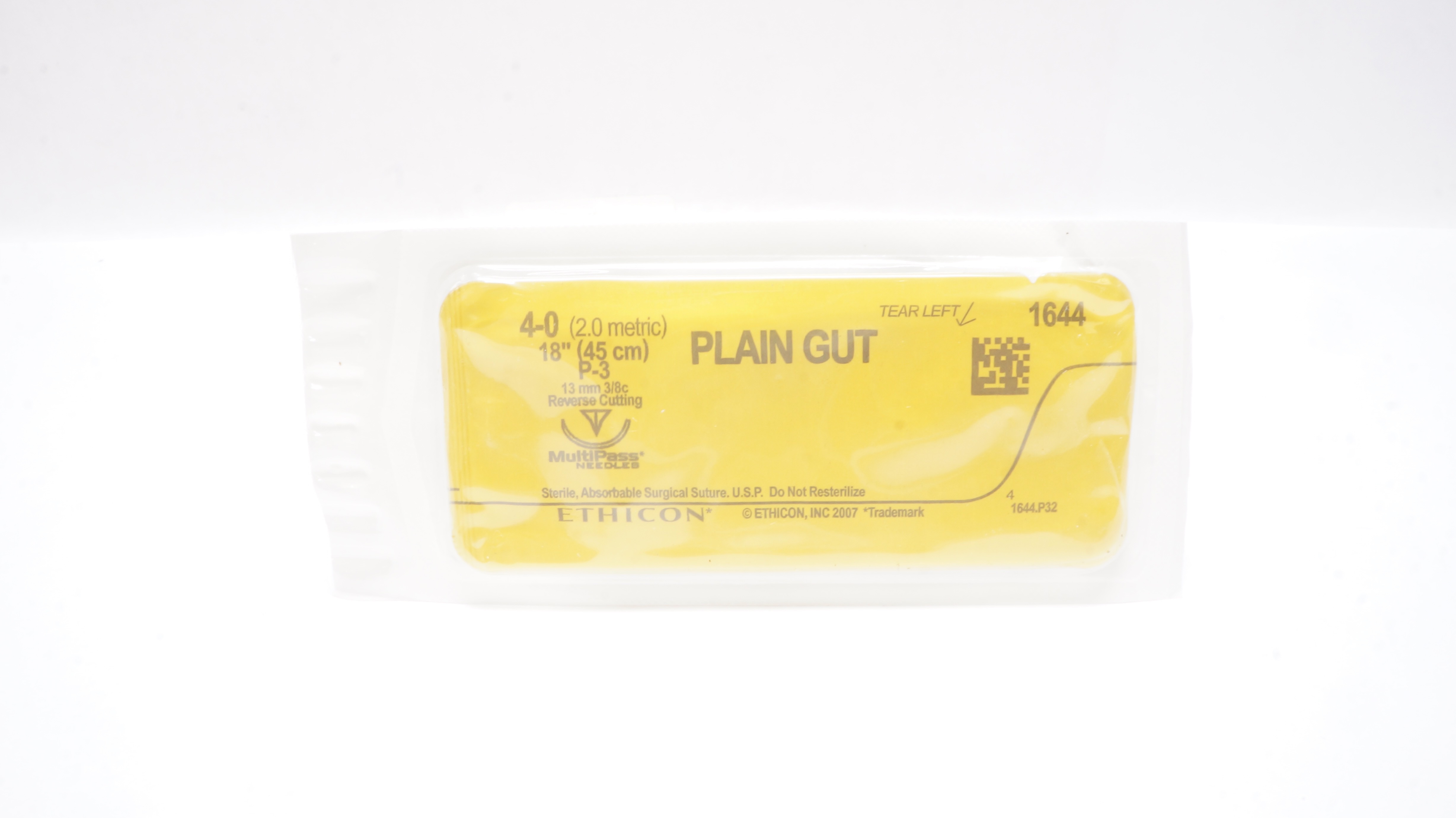 Ethicon 1644 4-0 PLAIN GUT, P-3, 13mm 3/8c Reverse Cutting, 18inch (x)