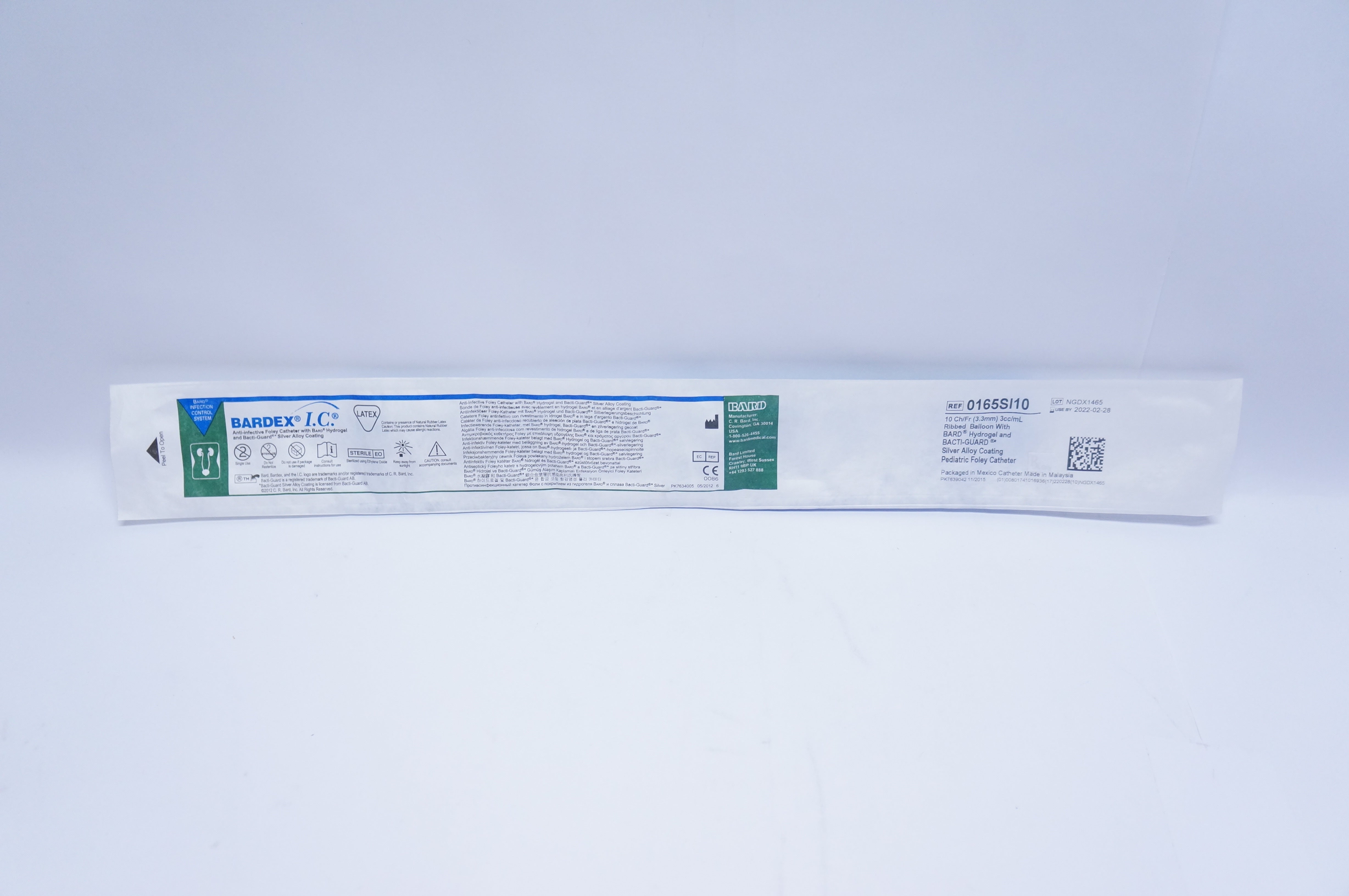 Bard 0165SI10 Bardex I.C. Anti-infective Foley Cath. 10Ch/Fr 3cc/ml