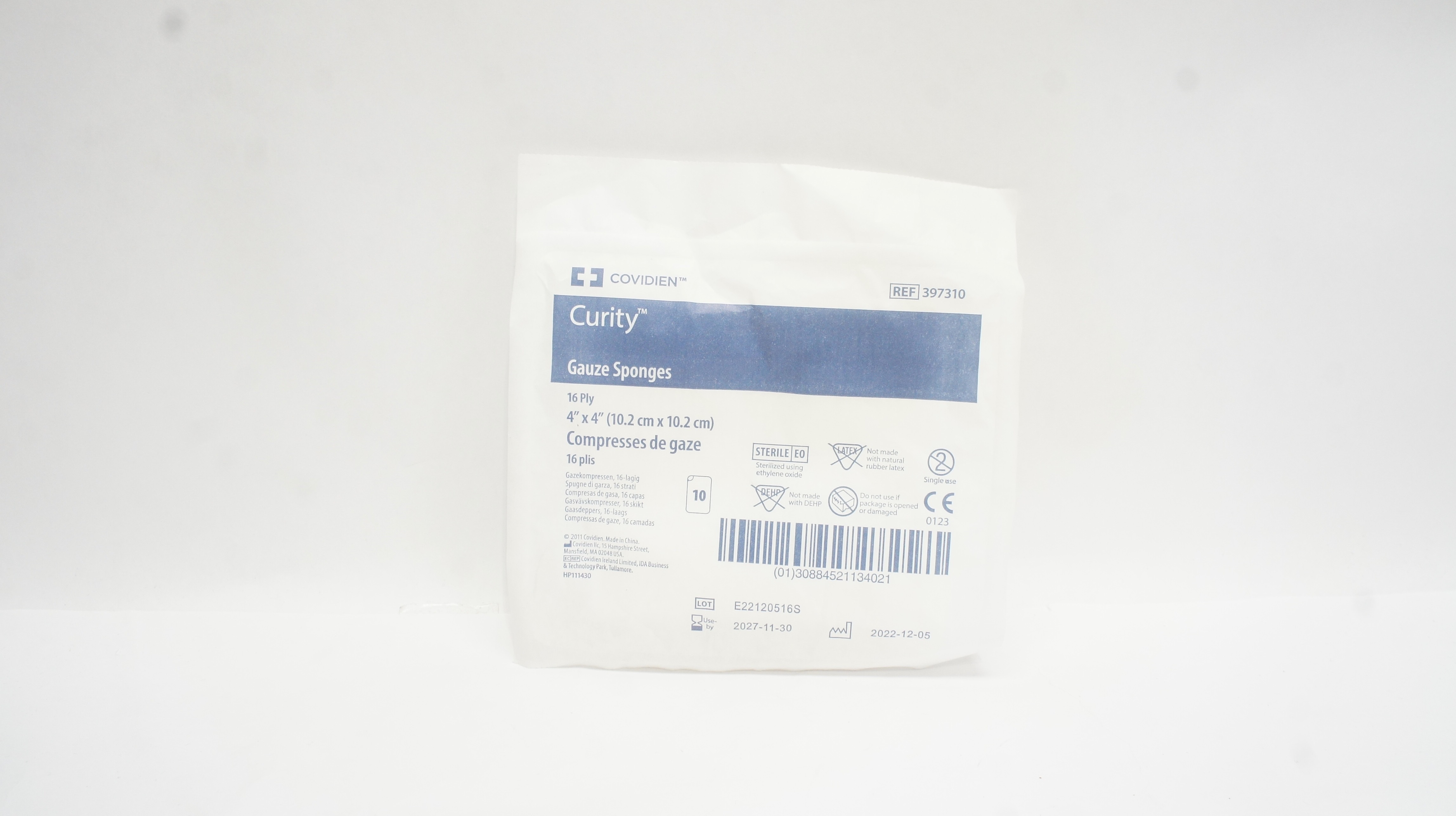 Covidien 397310 Curity Gauze Sponges 16Ply 4 x 4inch - Pack of 10