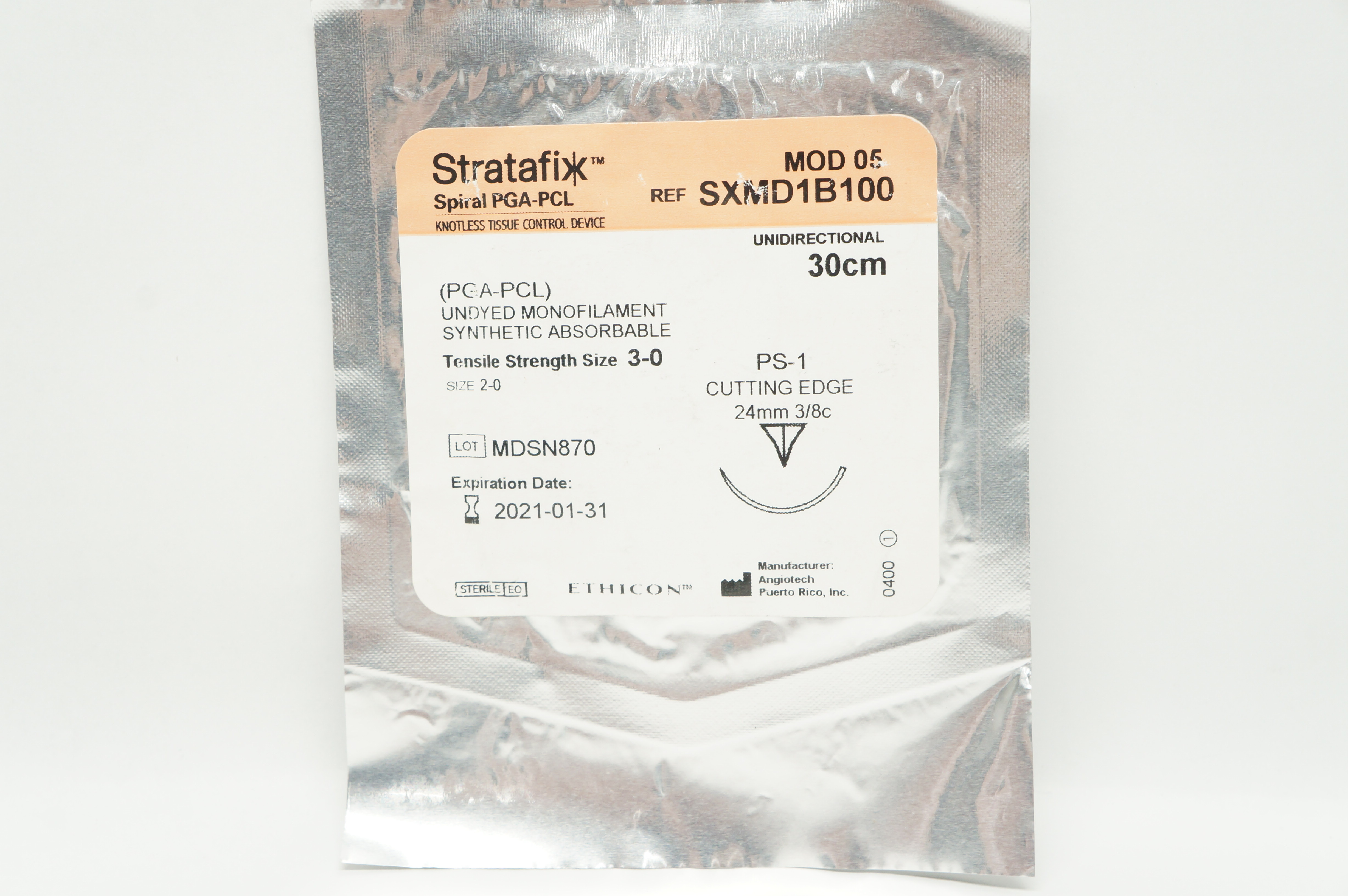 Ethicon SXMD1B100 Stratafix 30 Spiral PS1 Cutting Edge 24mm 3/8c 30cm (x)