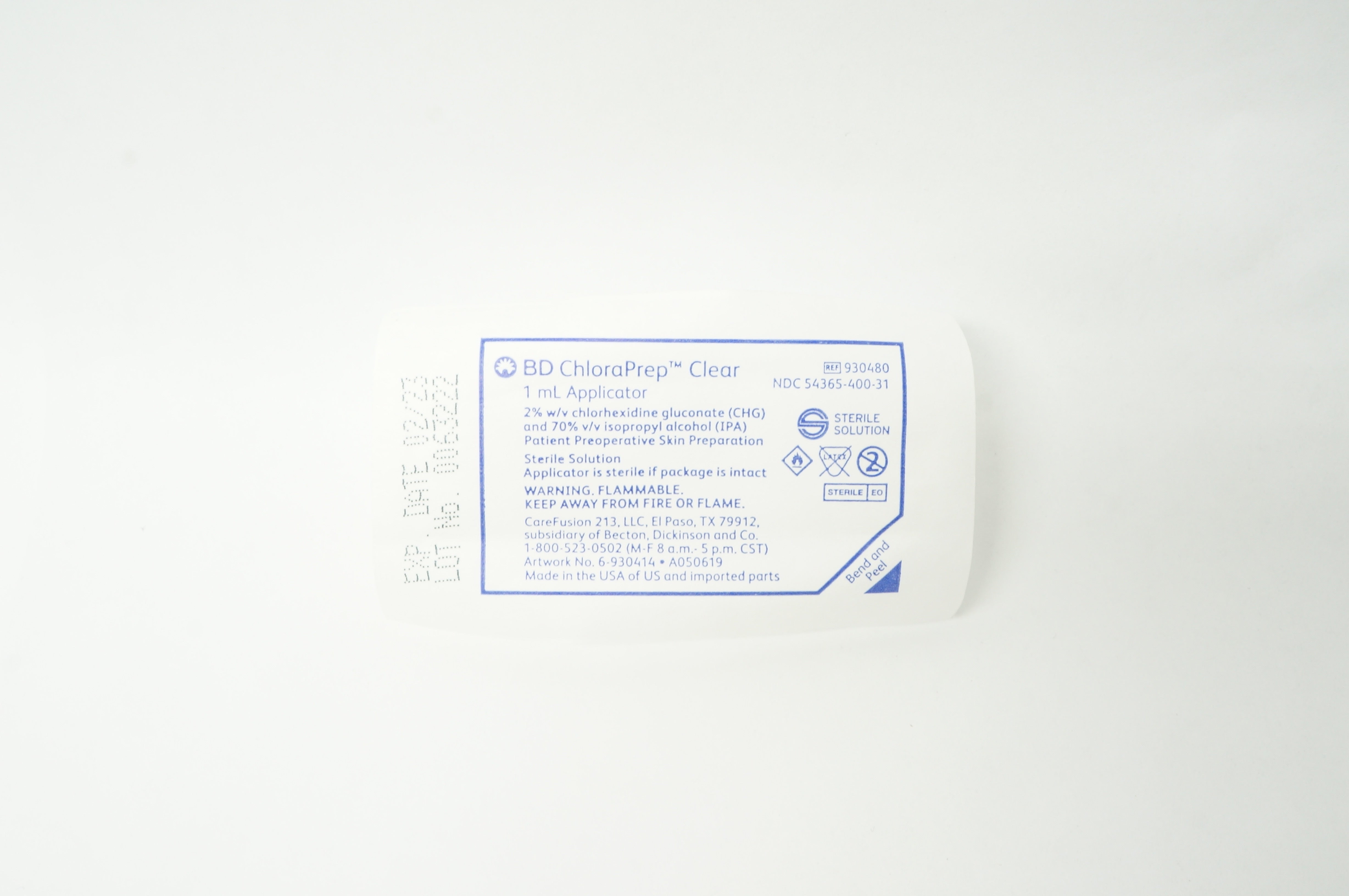 BD 930480 ChloraPrep Clear 1ml Applicator