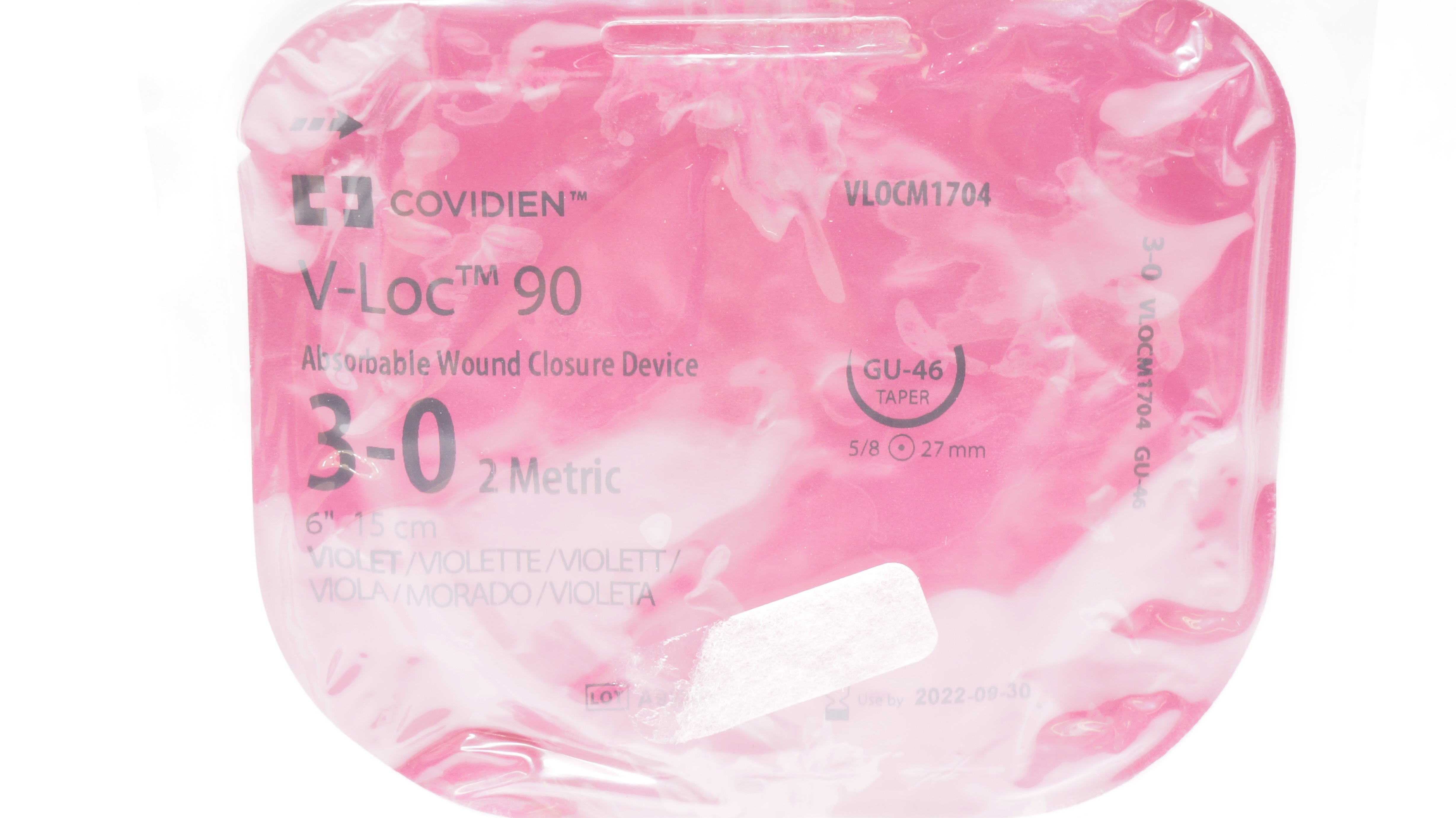 Covidien VLOCM1704 3-0 Wound Closure Device, GU-46, 5/8c