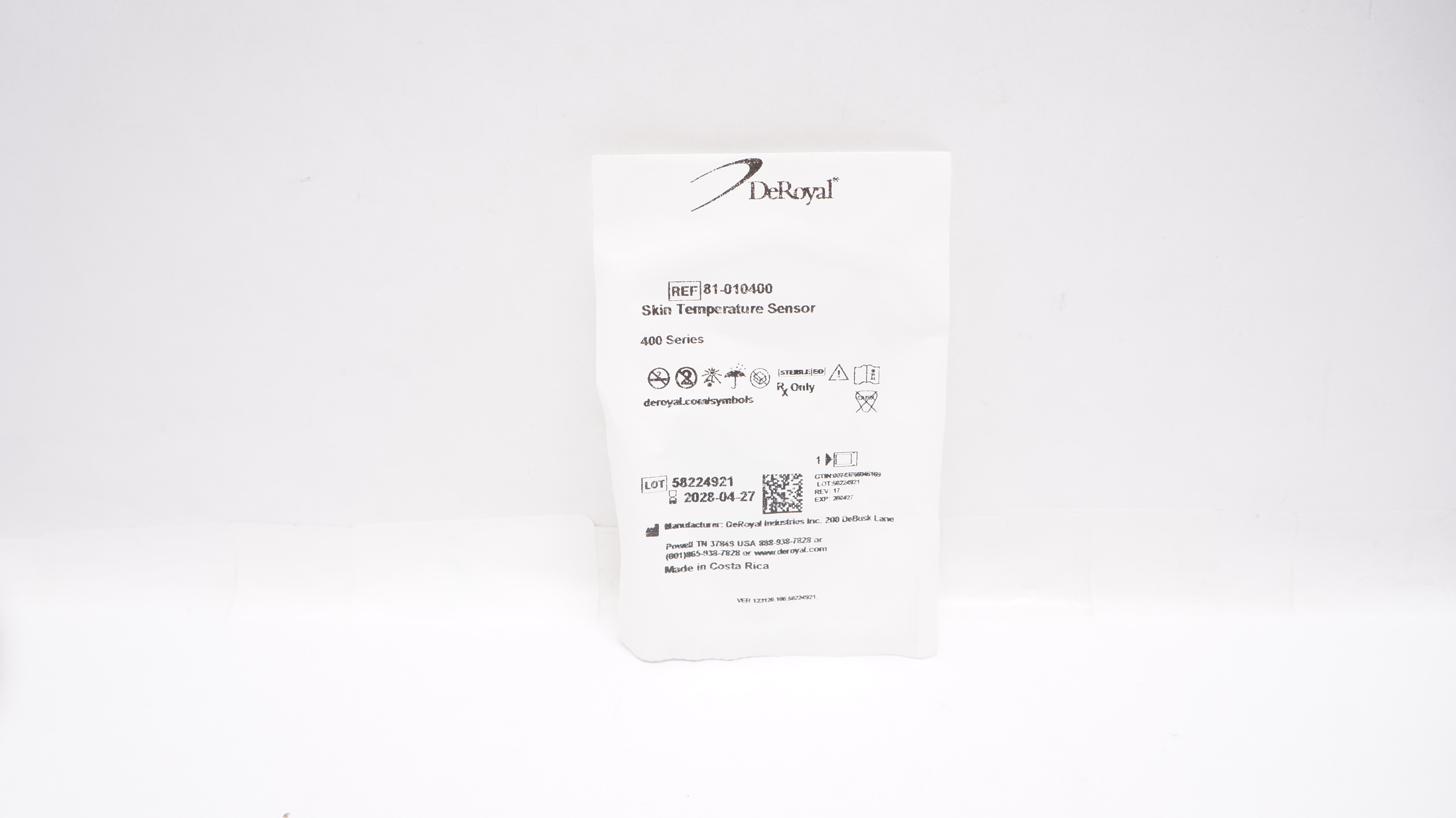 DeRoyal 81-010400 Skin Temperature Sensor 400 Series