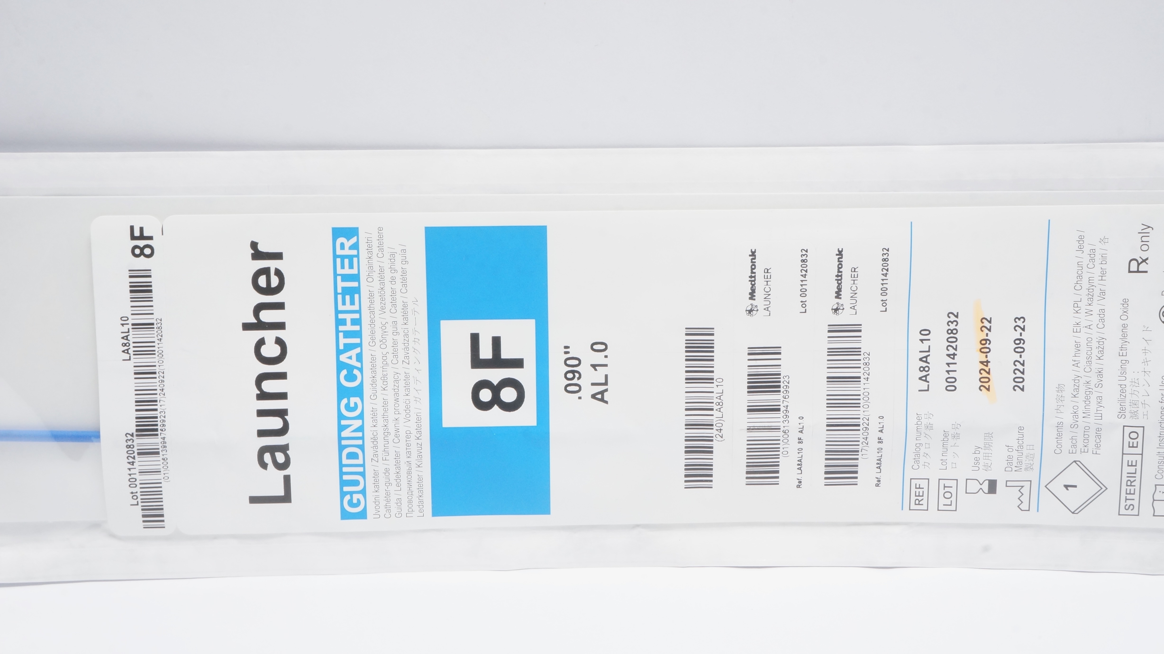 Medtronic LA8AL10 Launcher Guiding Cath. AL1.0 8F x .090 x .106inch x 90cm (x)