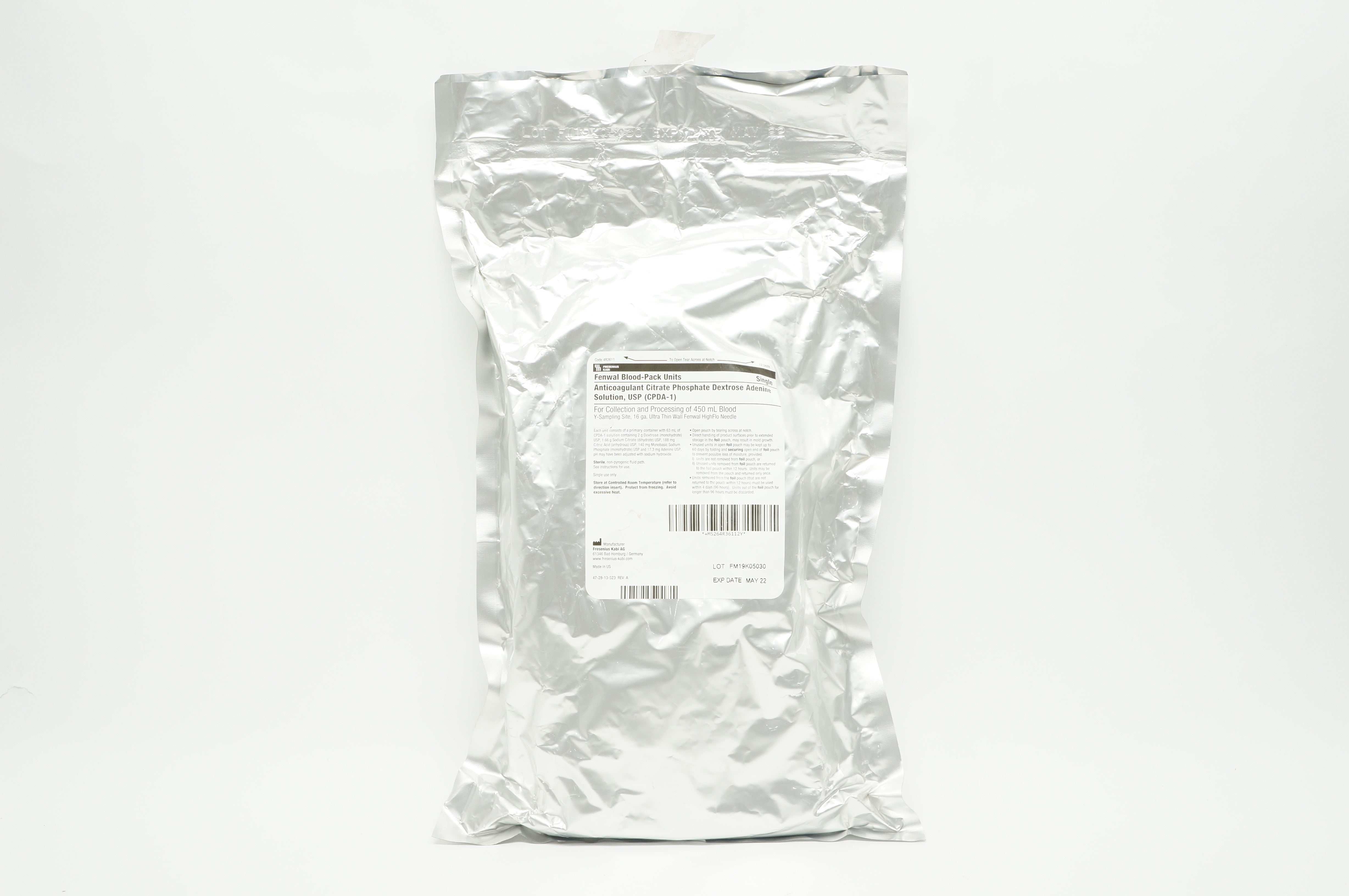 Fresenius Kabi AG 4R3611 Fenwal BloodPack Units, 16ga
