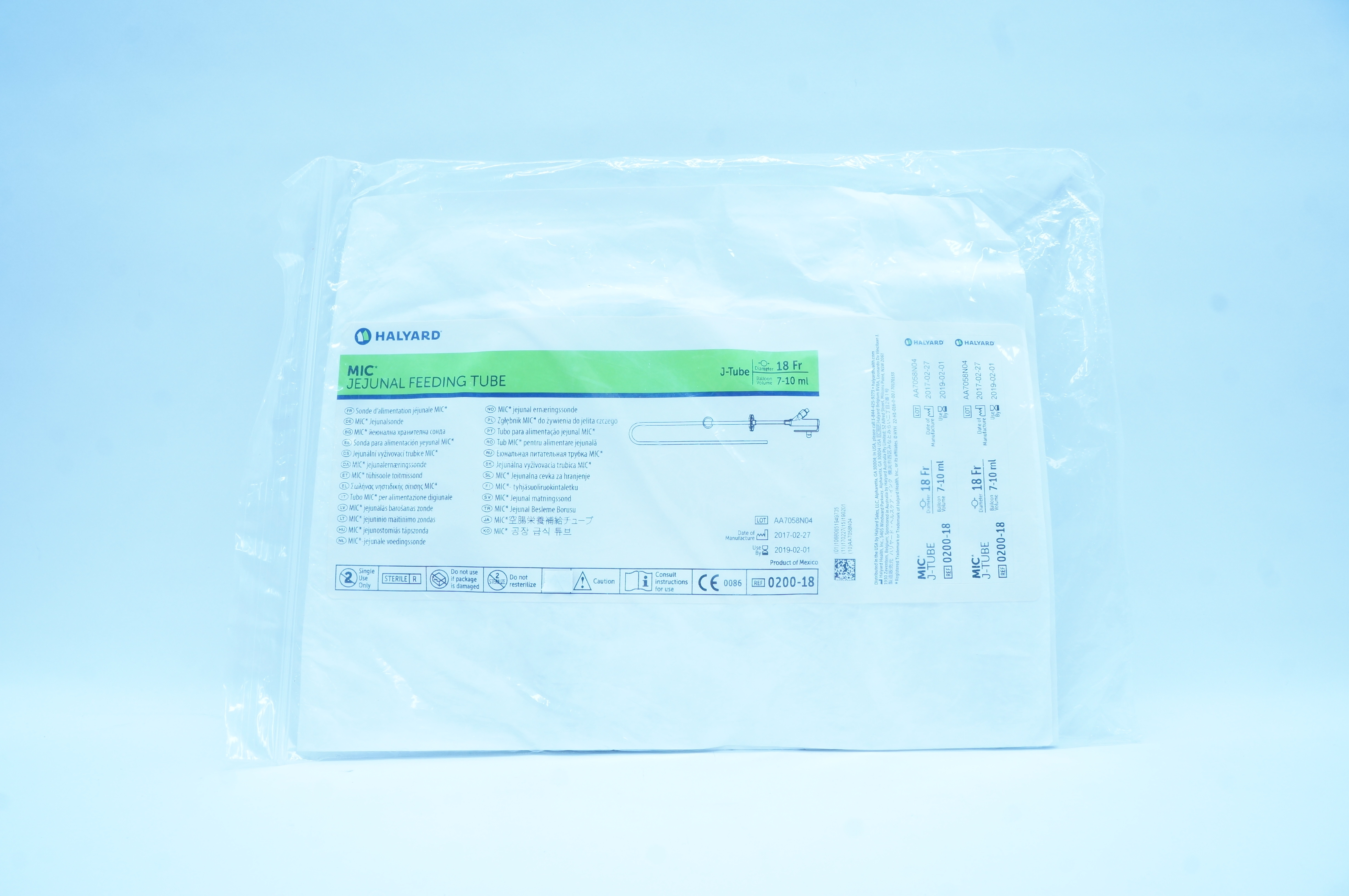 Halyard 0200-18 MIC Jejunal Feeding Tube, J-Tube 18Fr x 7-10 ml (x)