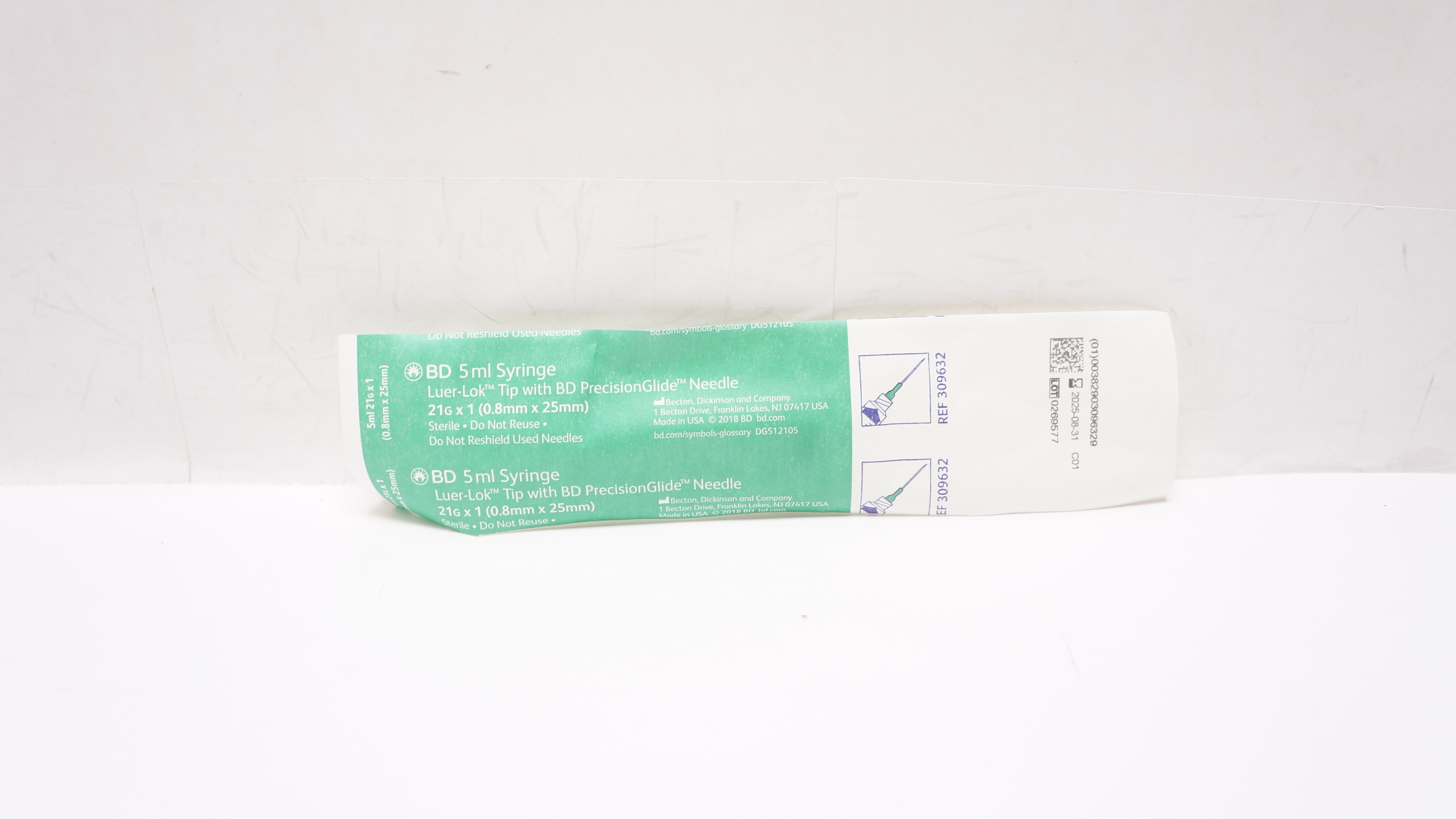 BD 309632 Luer-Lok Tip Syringe 5mL, 21G x 1inch