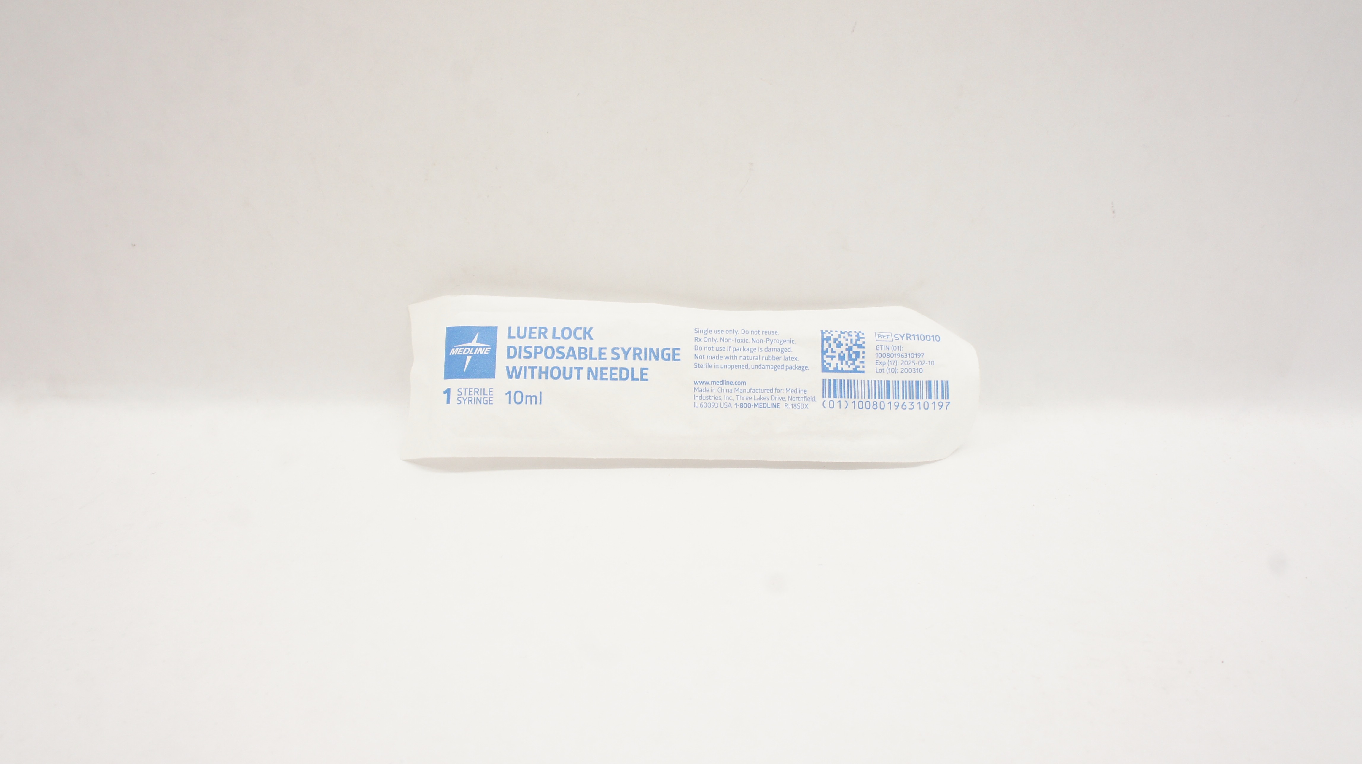 Medline SYR110010 Luer Lock Disposable Syringe Without Ndle 10mL