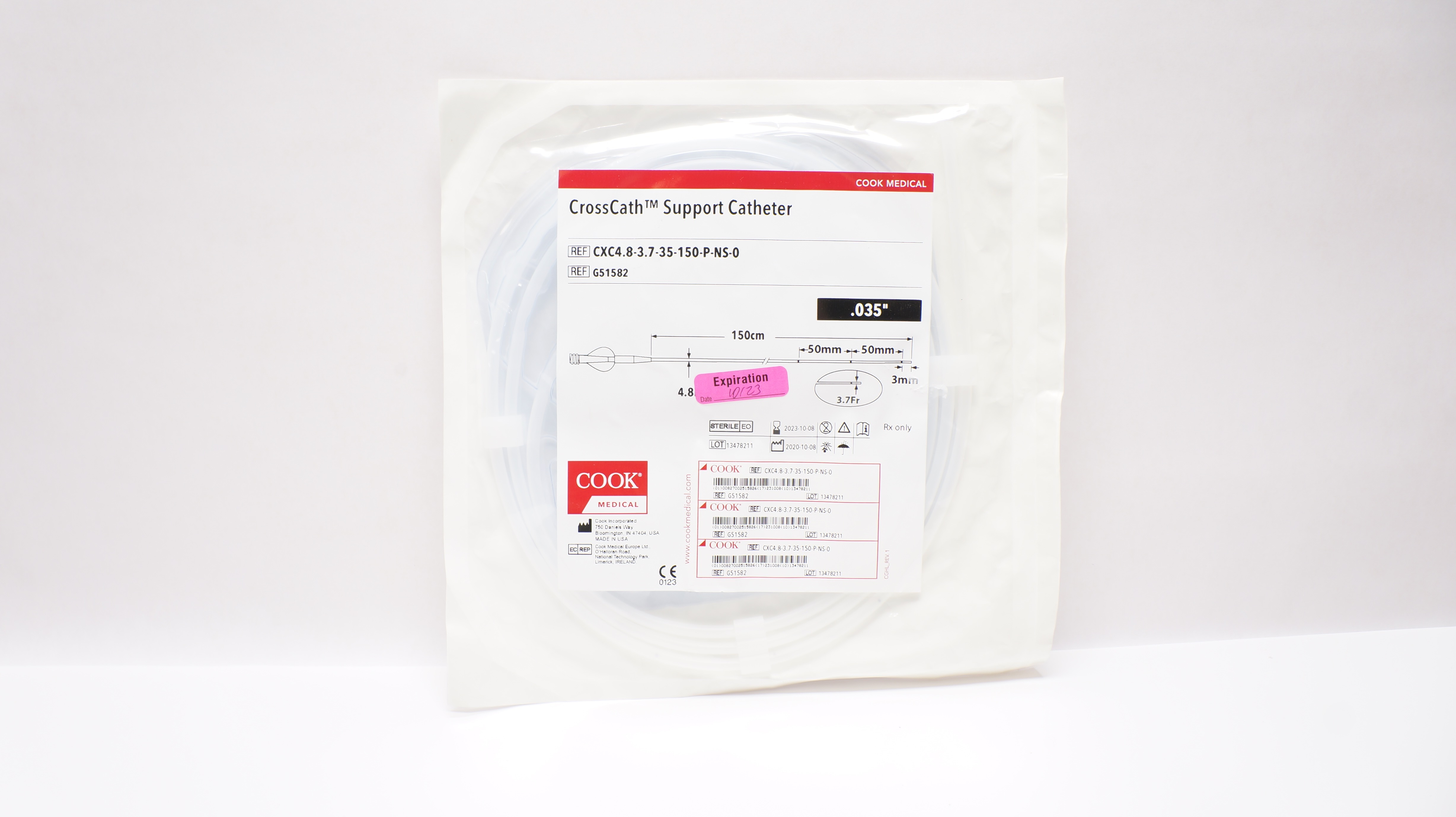 Cook Medical G51582 CrossCath Support Cath. 150cm x 4.8Fr x .035inch (x)