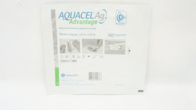 ConvaTec 422298 AquacelAg Advanced Antimicrobial Dressing 6 inch x 6 inch