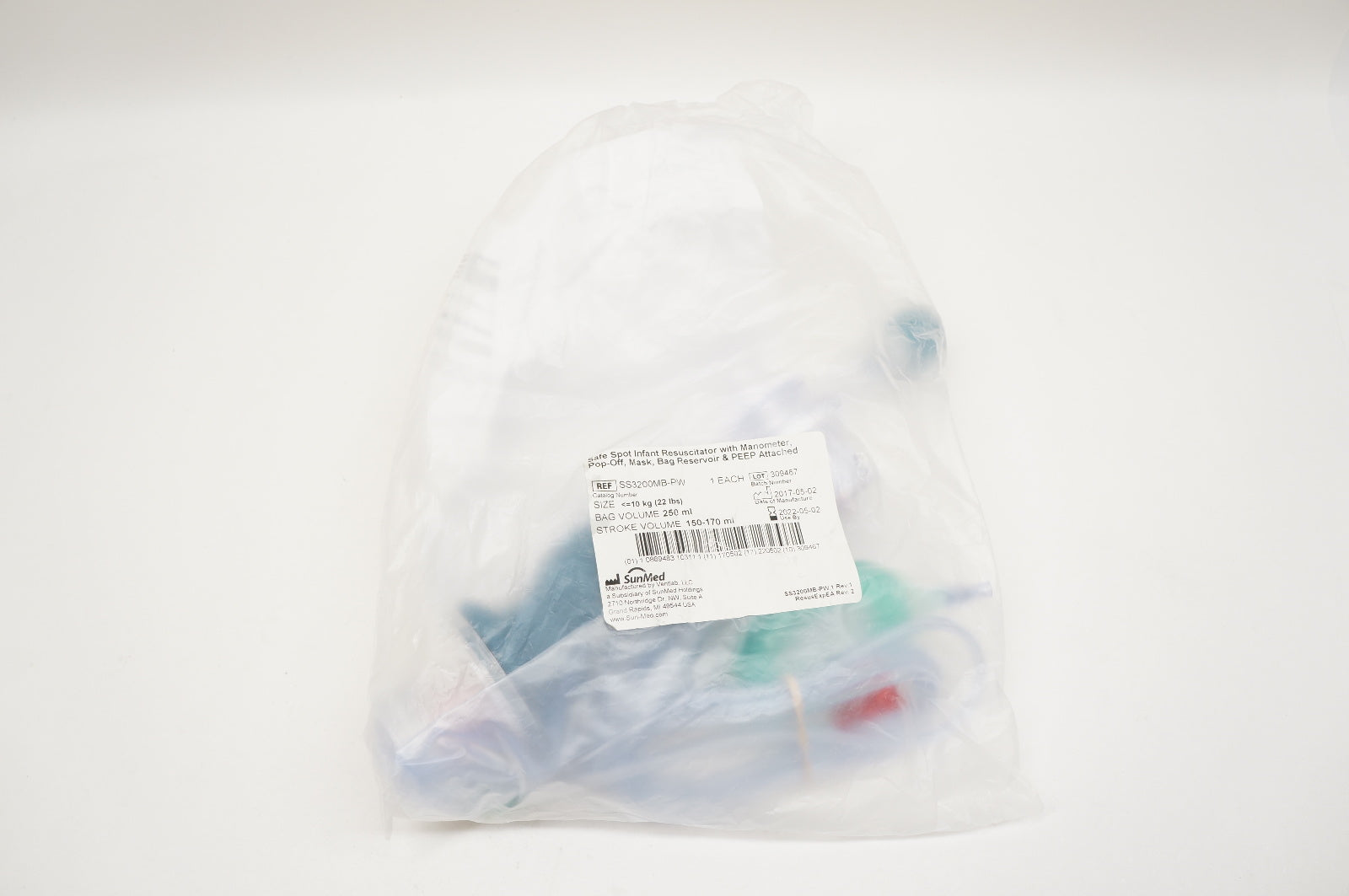 SunMed SS3200MB-PW SafeSpot Infant Resuscitator with Manometer, 40cm H2O Pop-Off