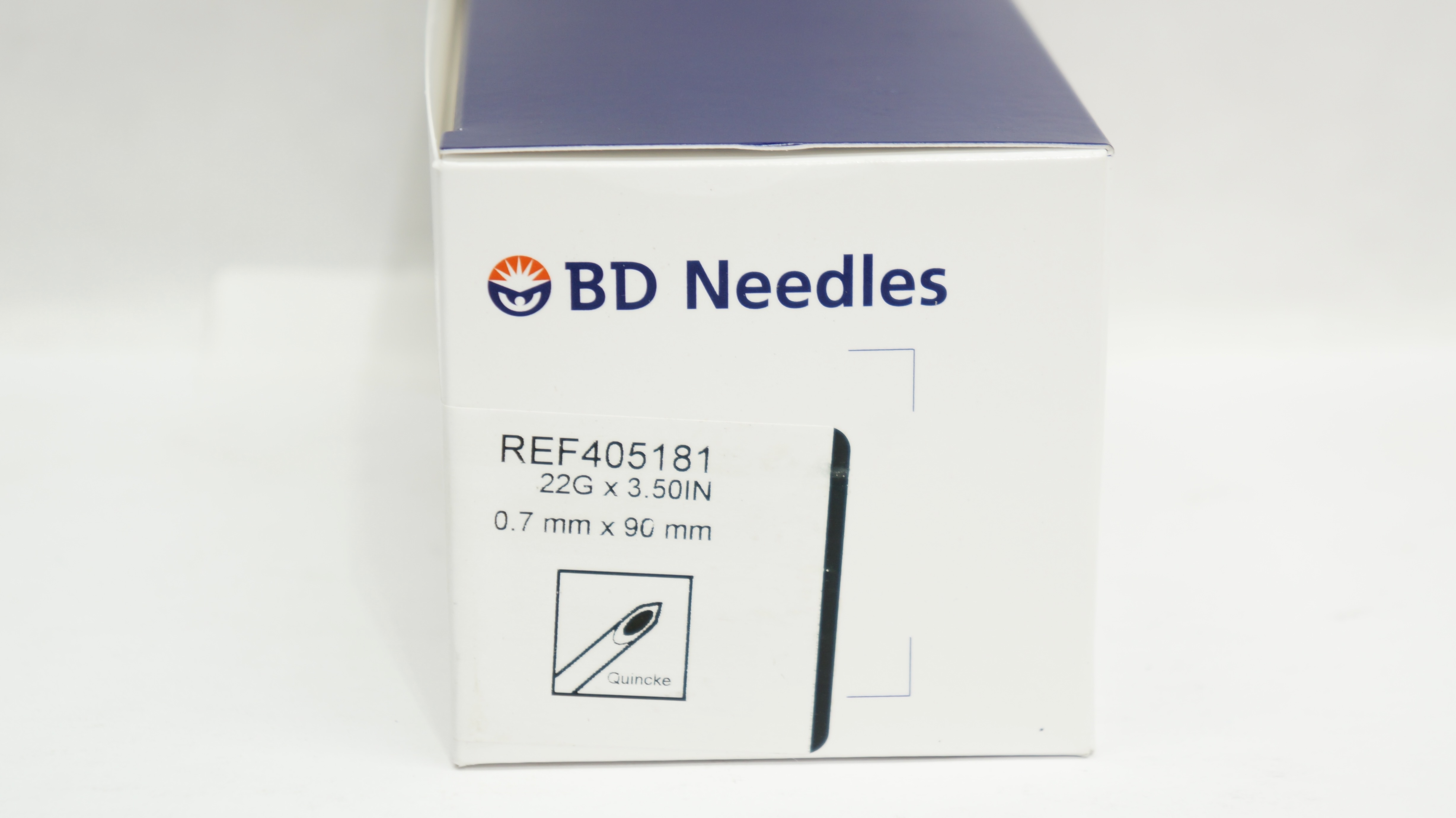 BD 405181 Becton Spinal Ndle Quincke Type Point 22G x 3.50inch - Box of 25