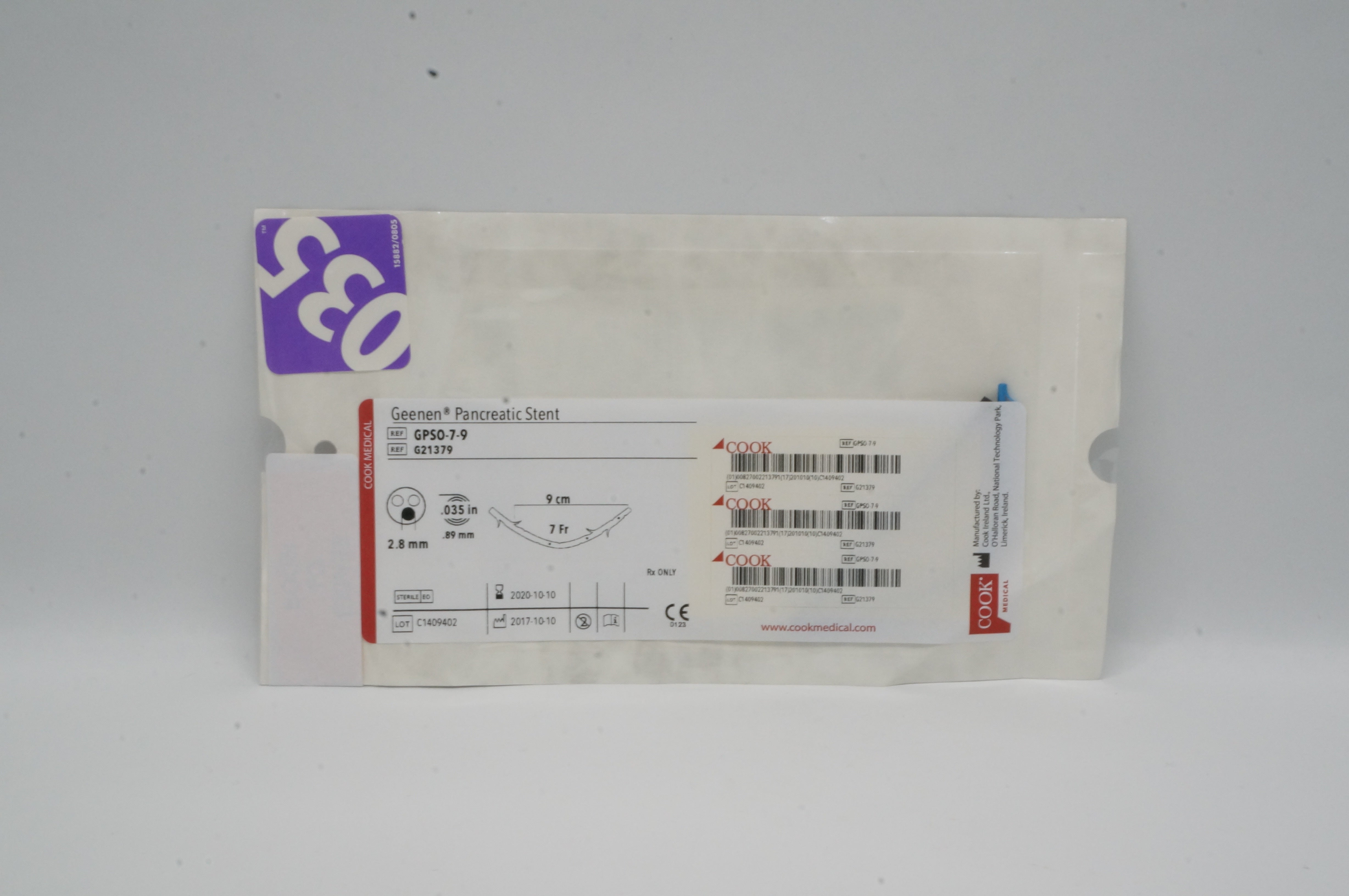 Cook Medical G21379 Geenen Pancreatic Stnt 7Fr x 9 cm (x)