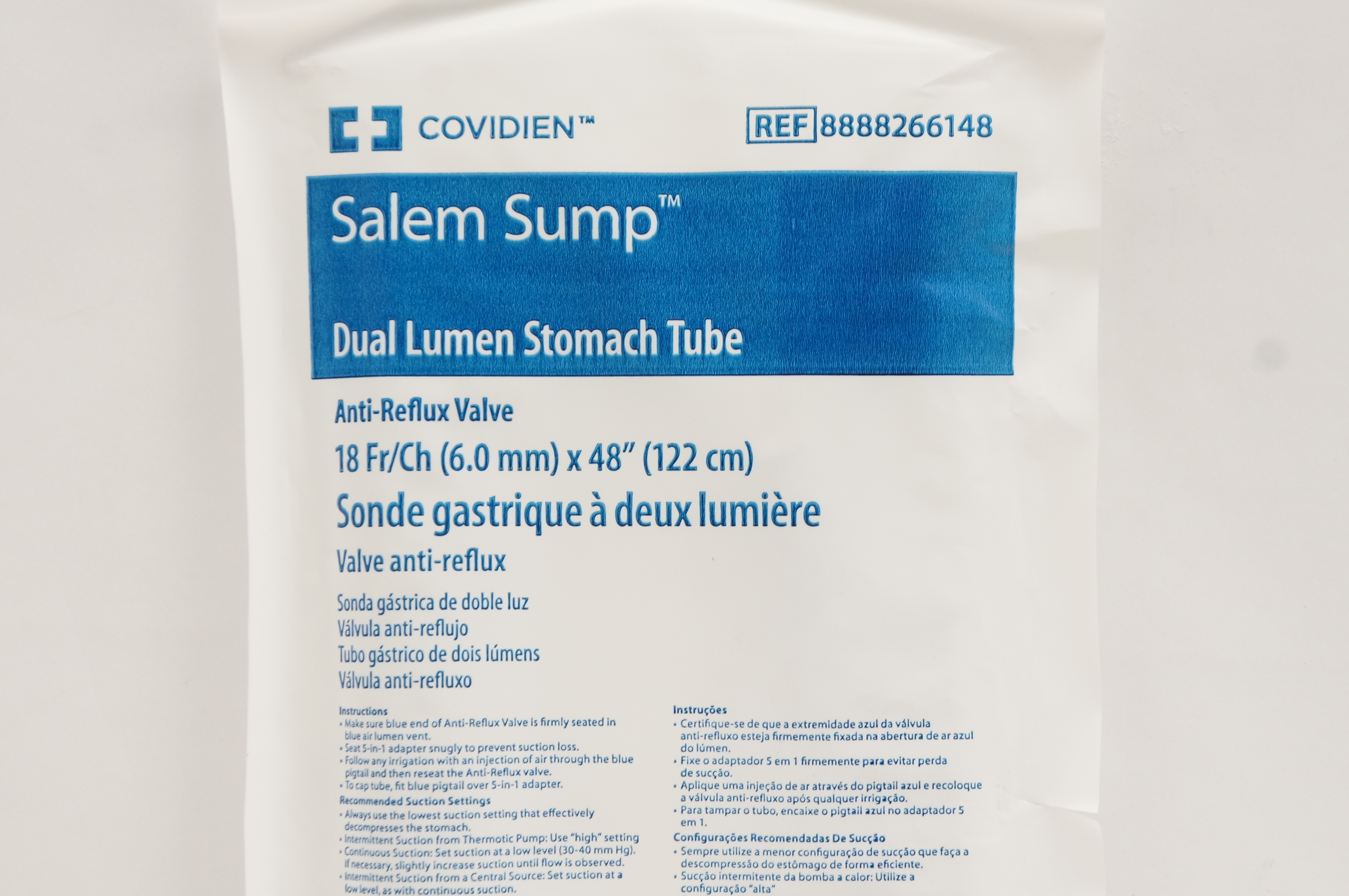 Covidien 8888266148 Salem Sump Dual Lumen Stomach Tube 18Fr Ch X 48inch covidien-8888266148-salem-sump-dual-lumen-stomach-tube-18fr-ch-x-48inch