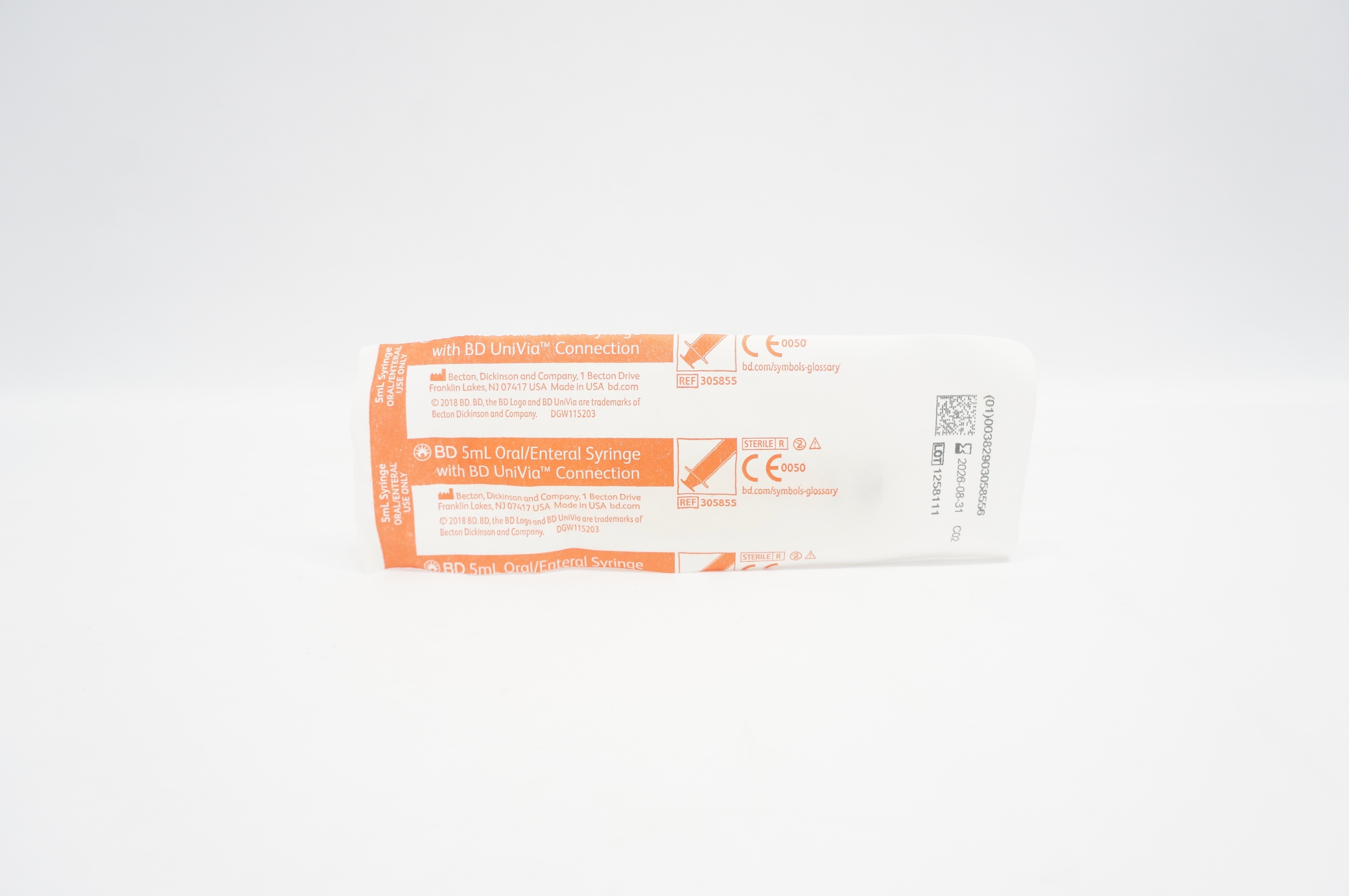 BD 305855 5mL Oral/Enteral Syringe with UniVia Connection