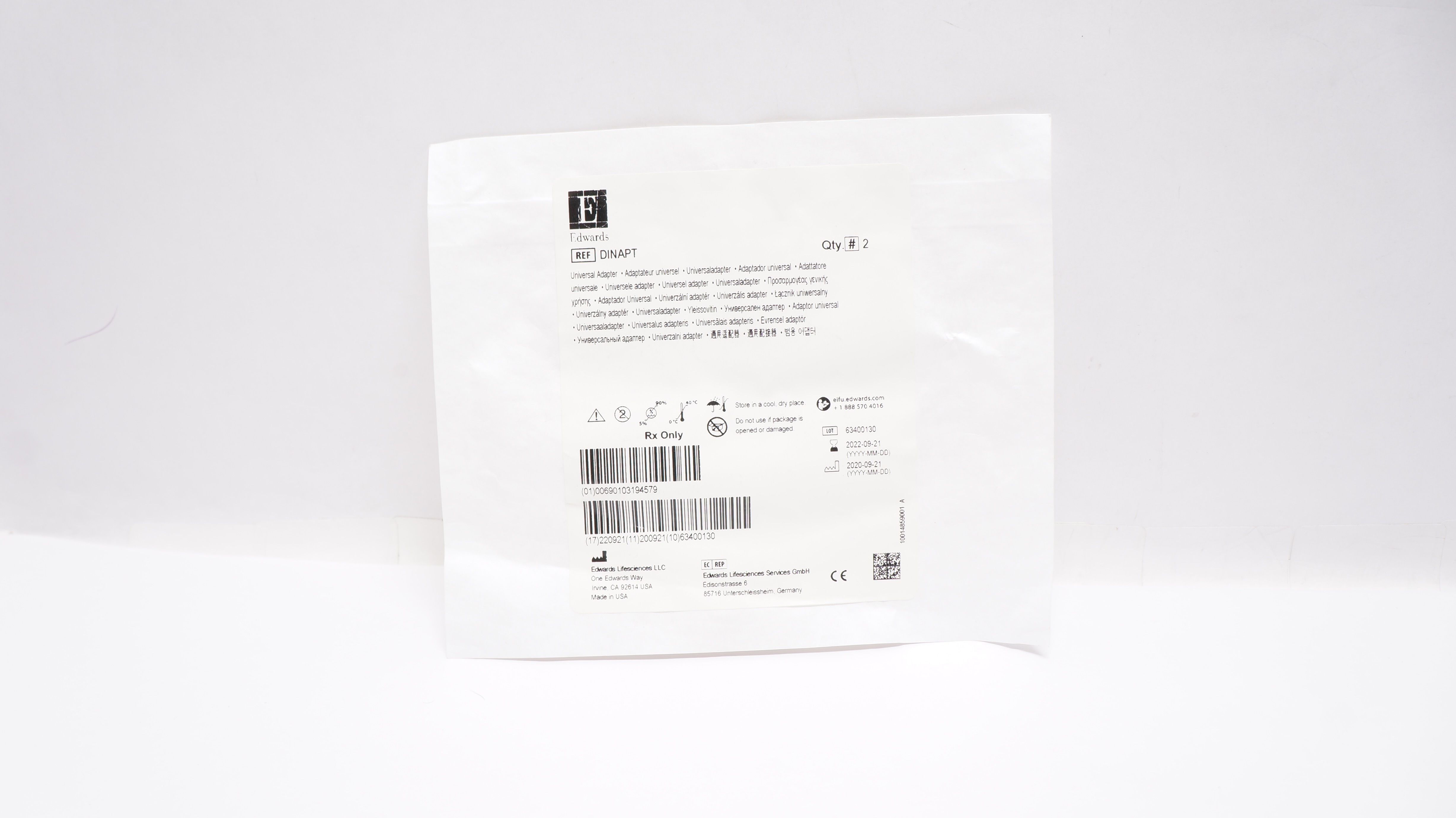 Edwards Lifesciences DINAPT Universal Adapter - Pack of 2 (x)