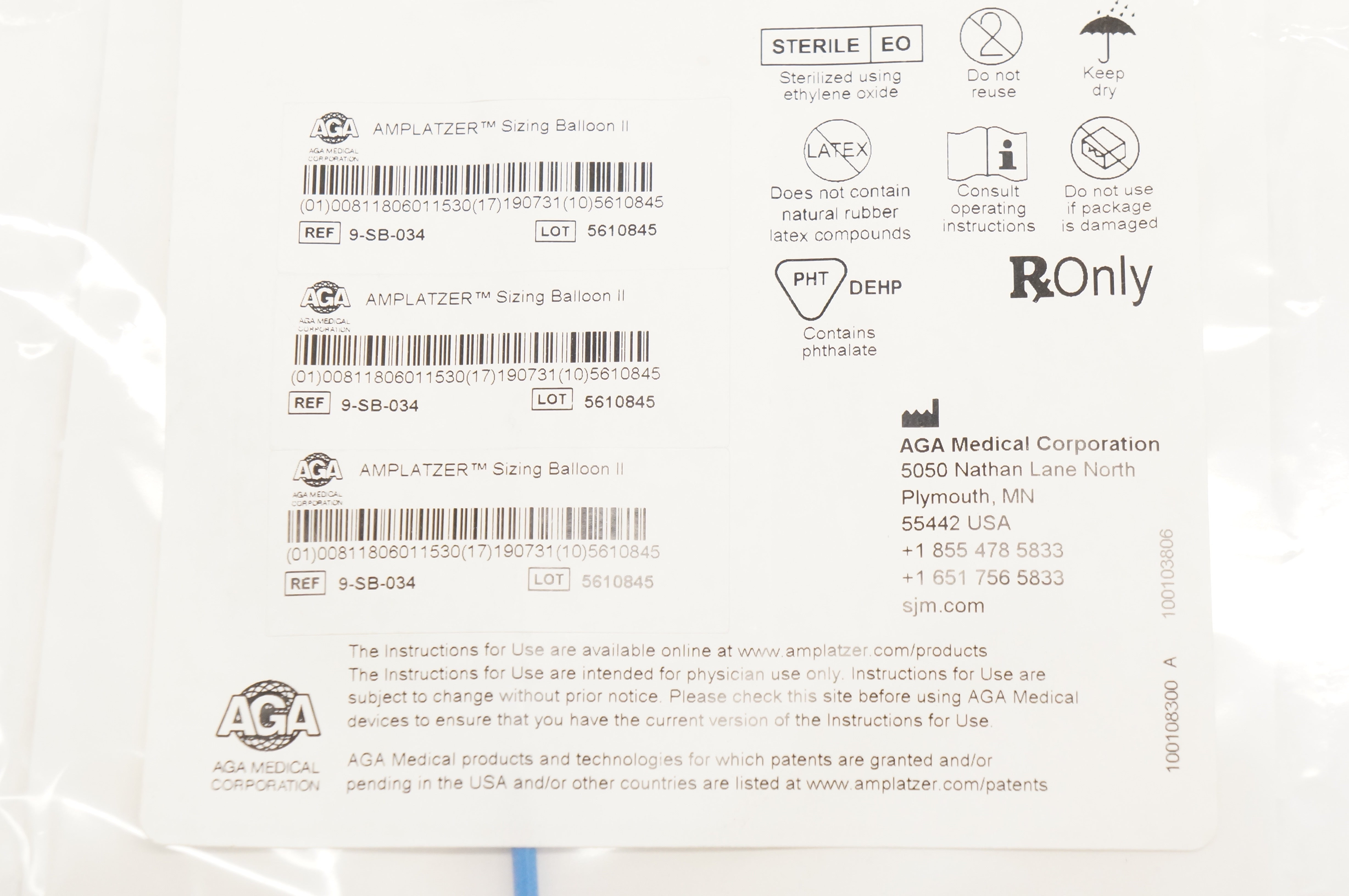 Aga Medical 9-SB-034 Amplatzer Sizing Balloon II 34mm x70cm (x)
