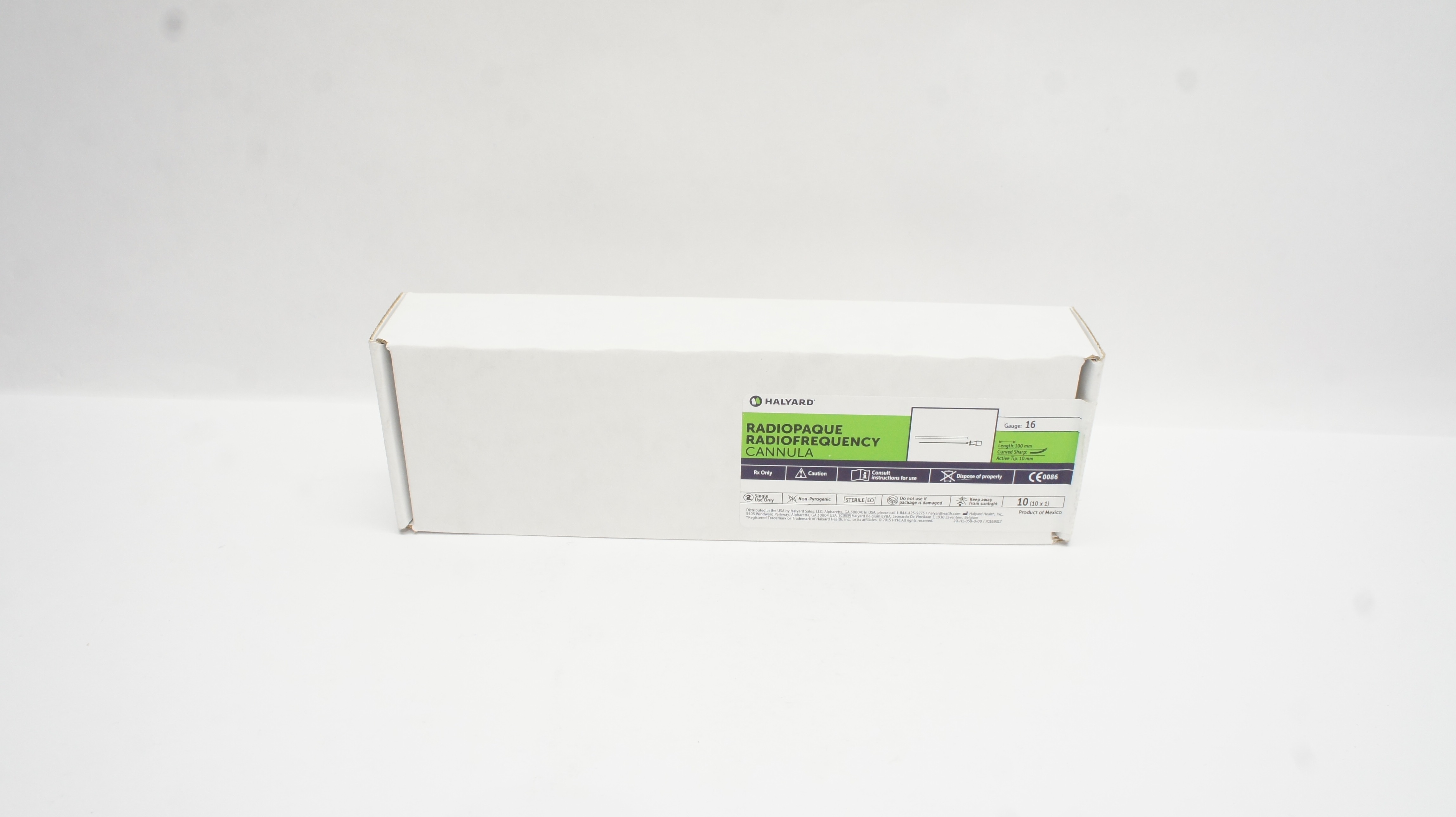 Halyard PMF16-100-10CS Radiopaque Radiofrequency Cannula 16Ga x 100mm - Box of 10