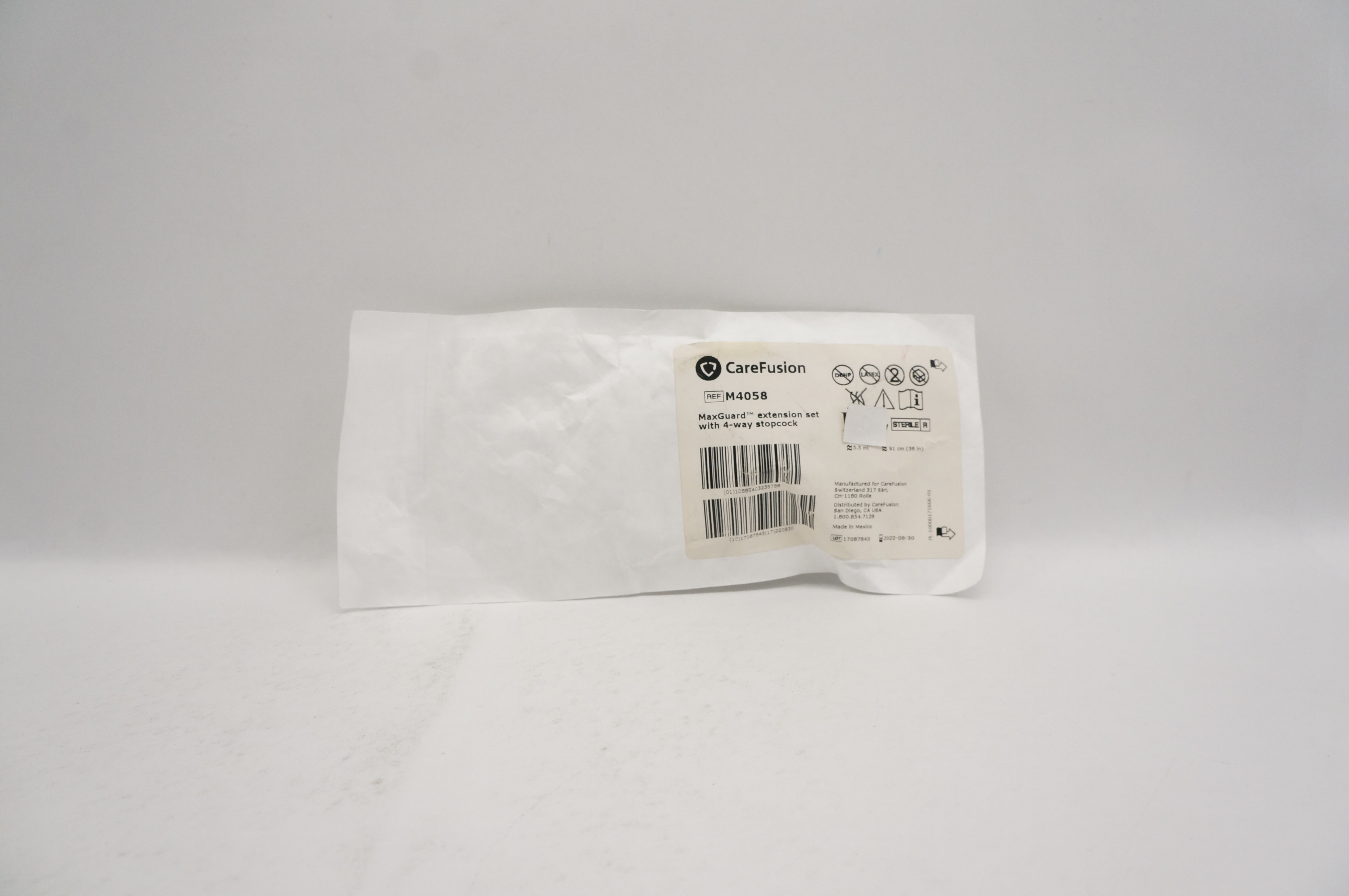 CareFusion M4058 MaxGuard Extension Set with 4-Way Stopcock 36inch x 5.5ml