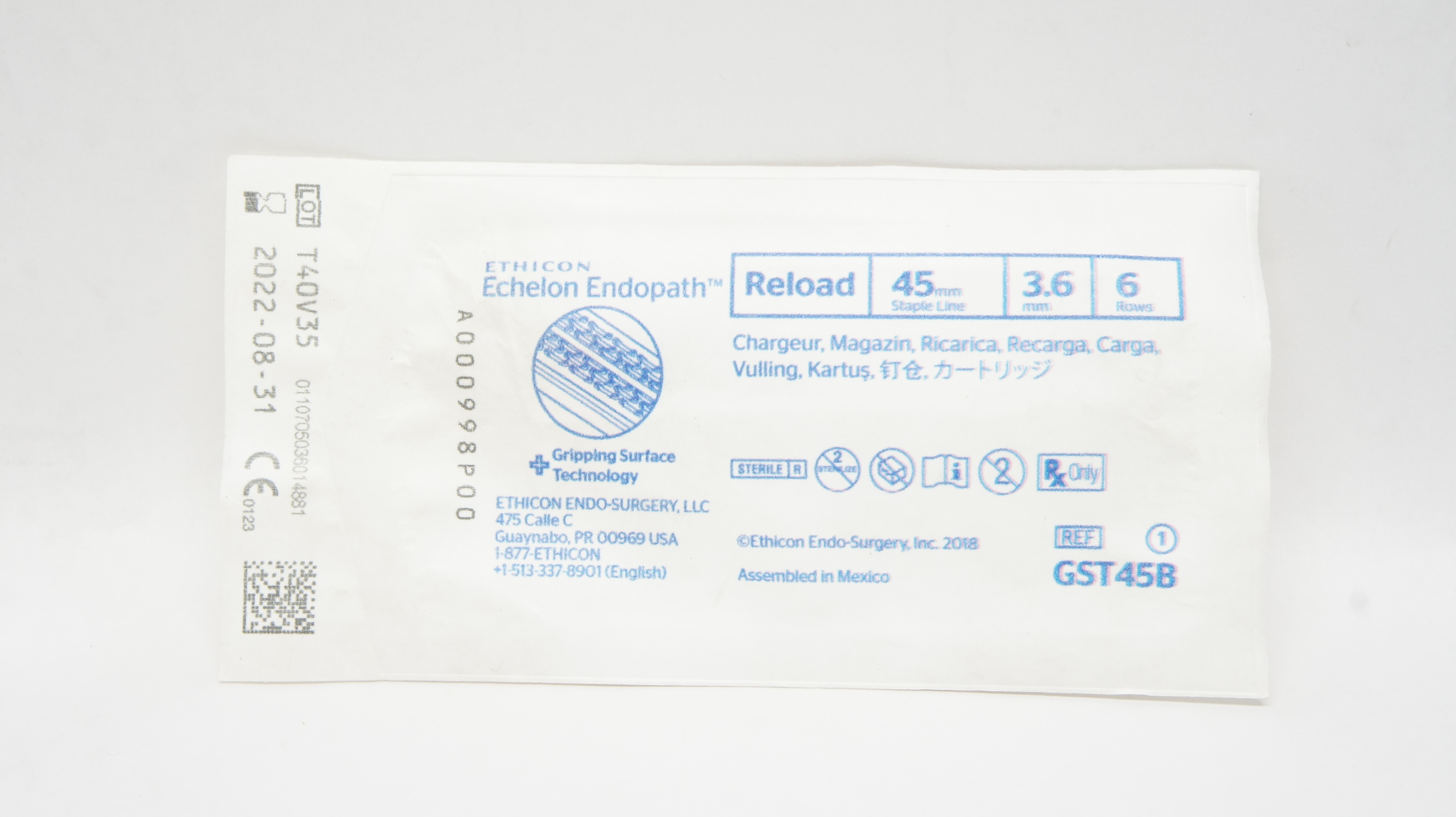 Ethicon GST45B Echelon Endopath Reload 45mm Staple Line 3.6mm 6 Rows