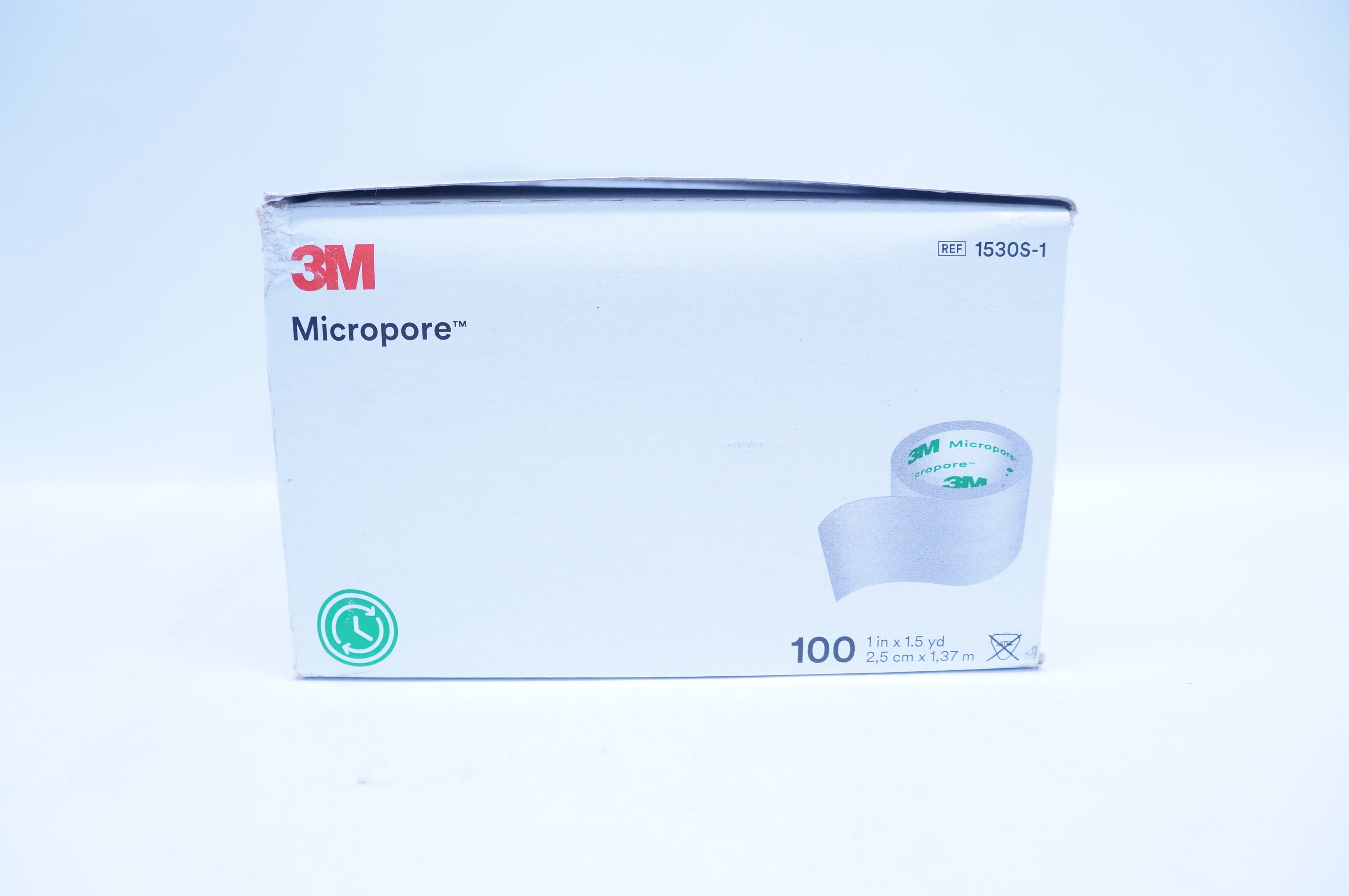 3M 1530S-1 Micropore Surgical Tape 1 inch x 1.5 yd. - Box of 100