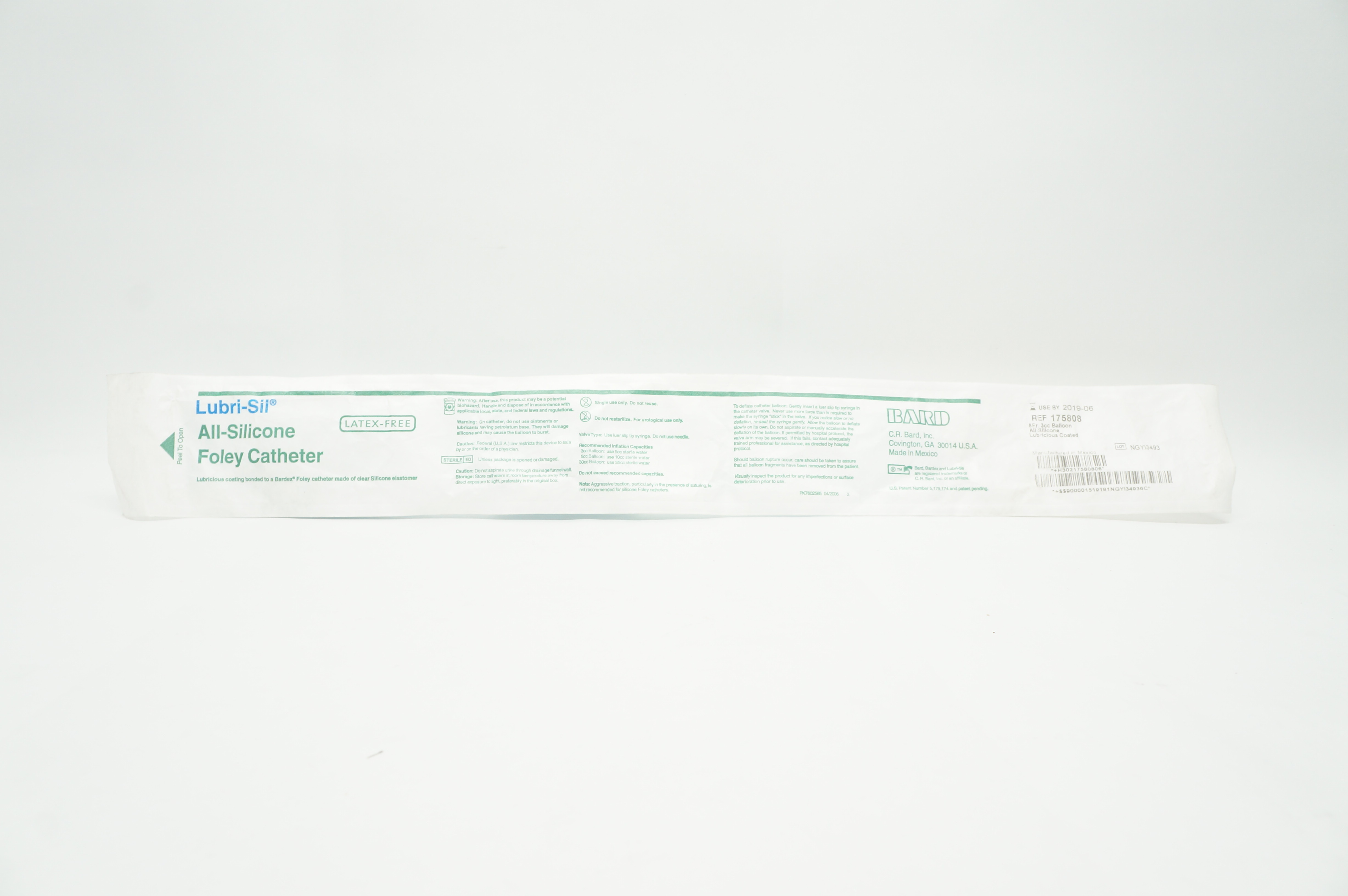 Bard 175808 Lubri-Sil All-Silicone Foley Cath. 8Fr  3cc Balloon (x)