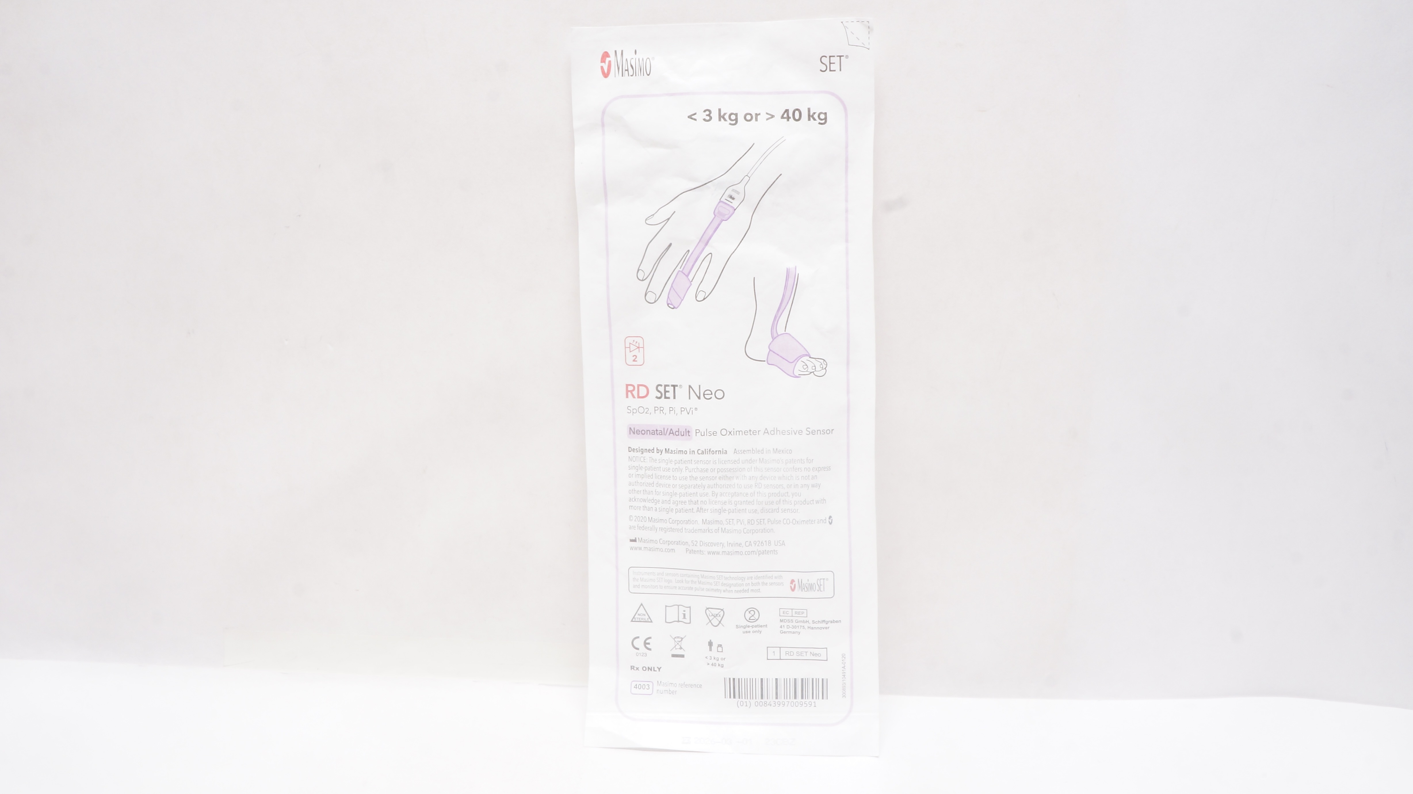 Masimo 4003 RD SET Neonatal/Adult Pulse Oximeter Adhesive Sensor 40kg