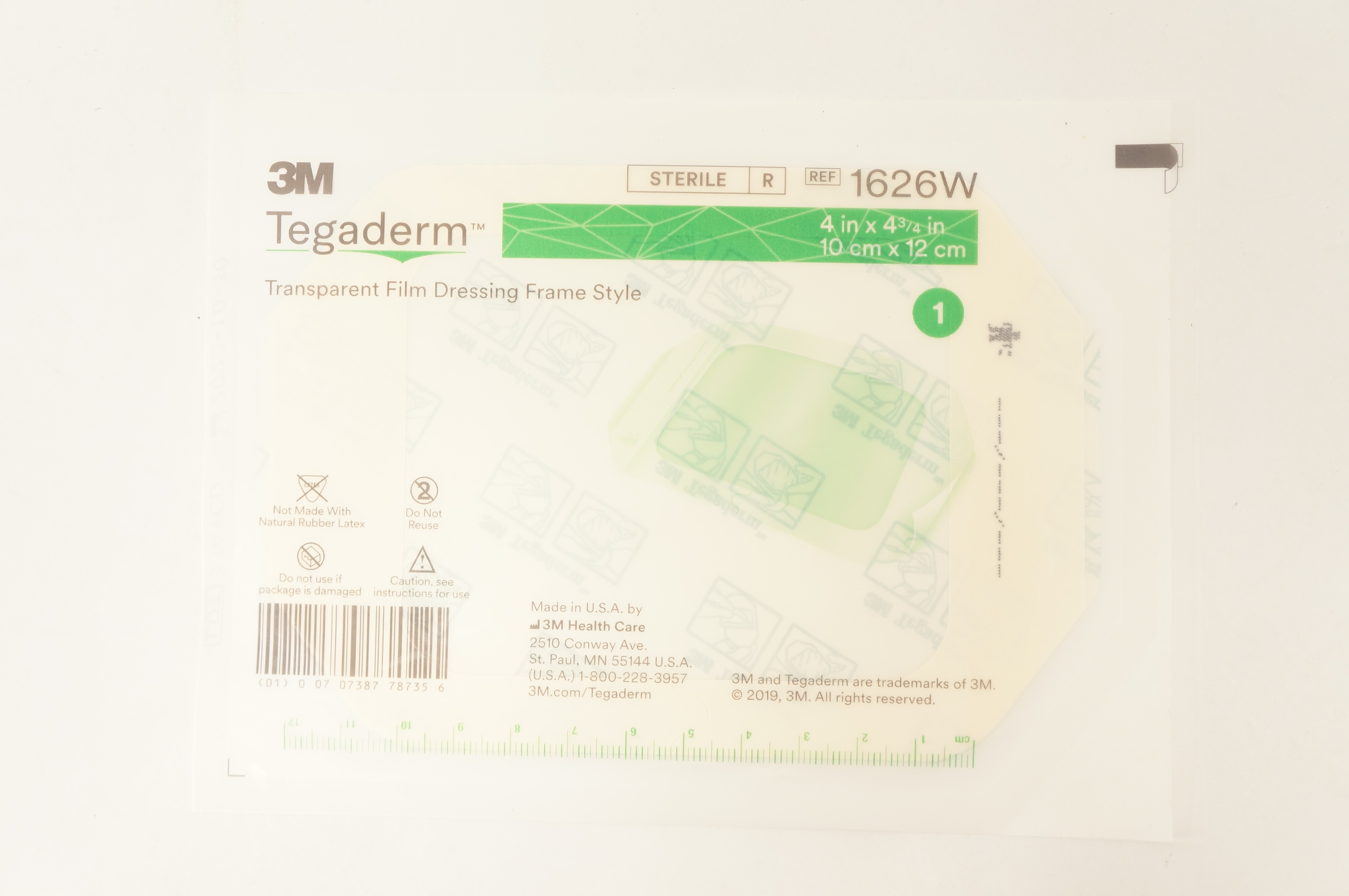 3M 1626W Tegaderm Transparent Film Dressing Frame Style 4inch x 4-3/4inch