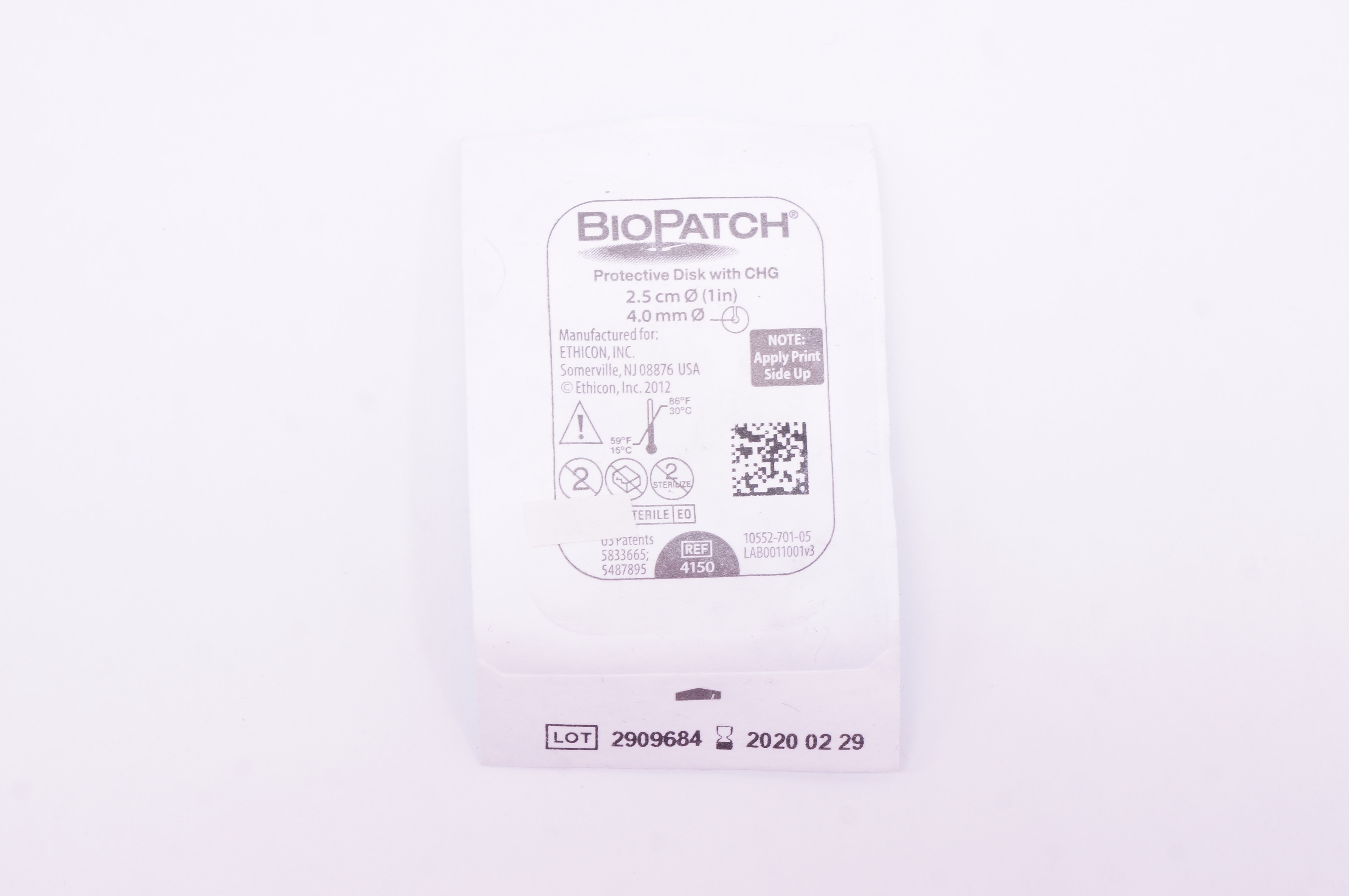 Ethicon 4150  BioPatch Protective Disk with CHG 1in. x 4.0 mm (x)