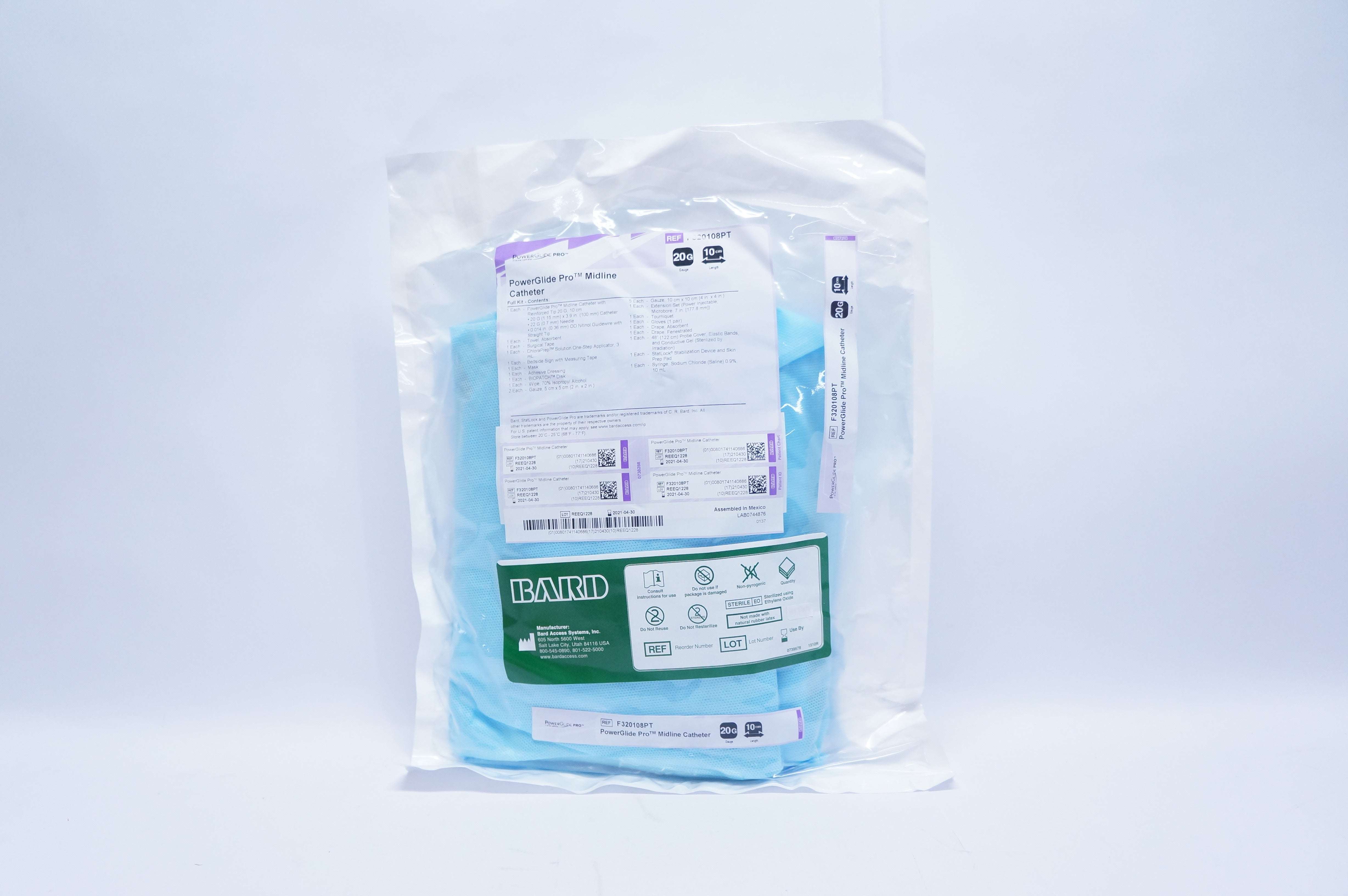Bard F320108PT PowerGlide Pro Midline Cath. 20G x 10cm
