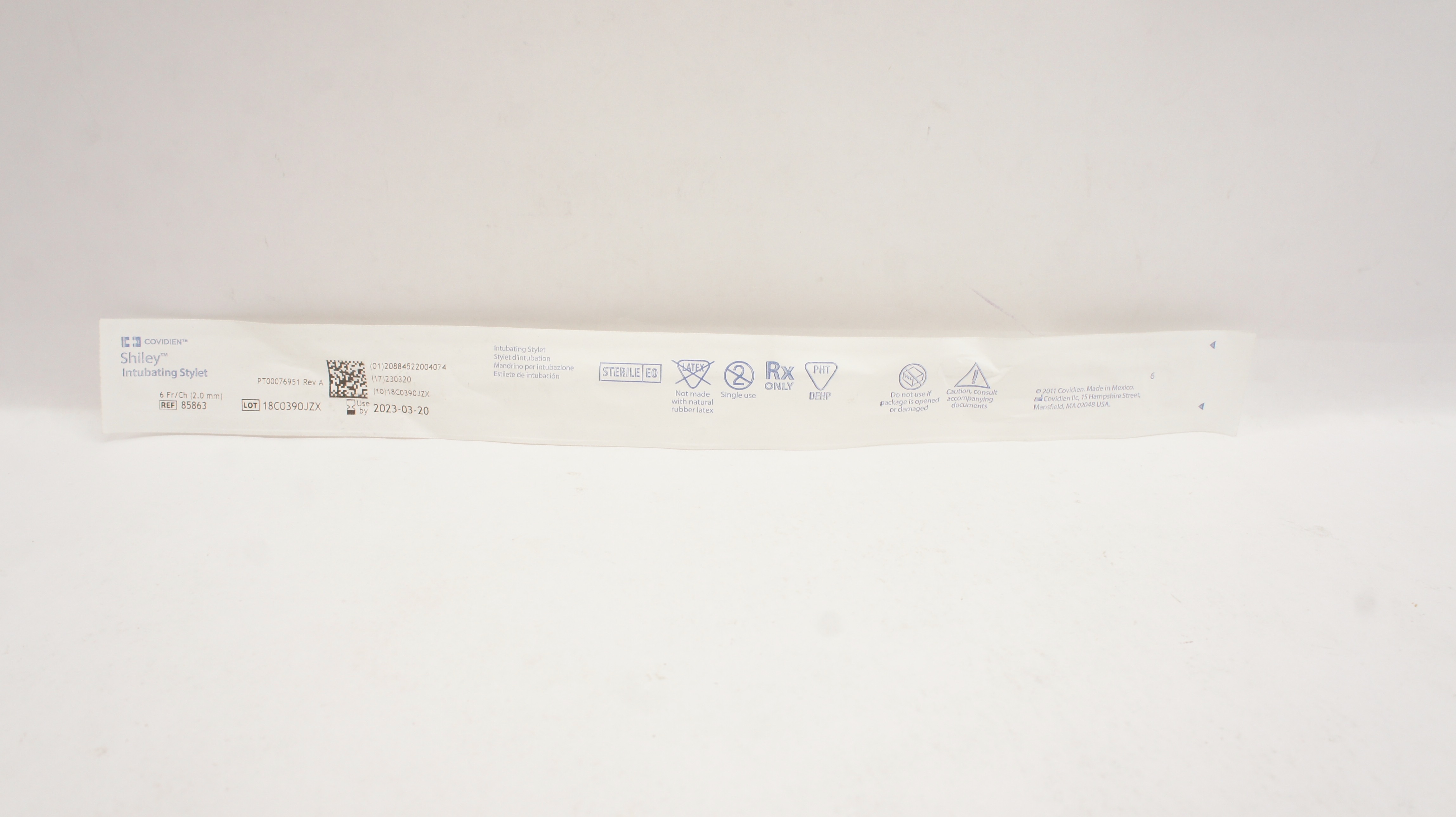 Covidien 85863 Shiley Intubating Stylet 6Fr/Ch