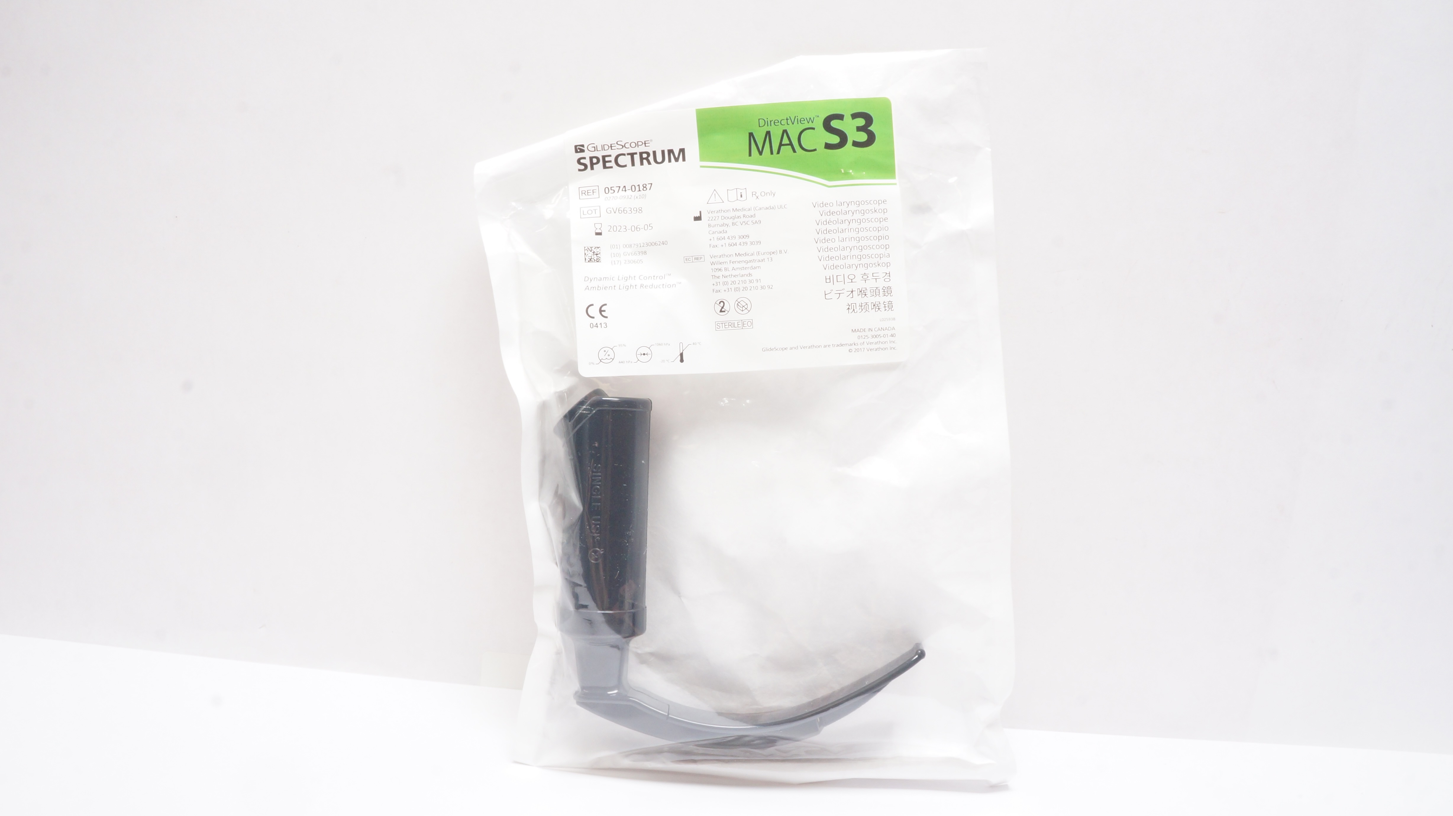 Verathon 0574-0187 GlideScope Spectrum Video Laryngoscope, MAC S3 (x)