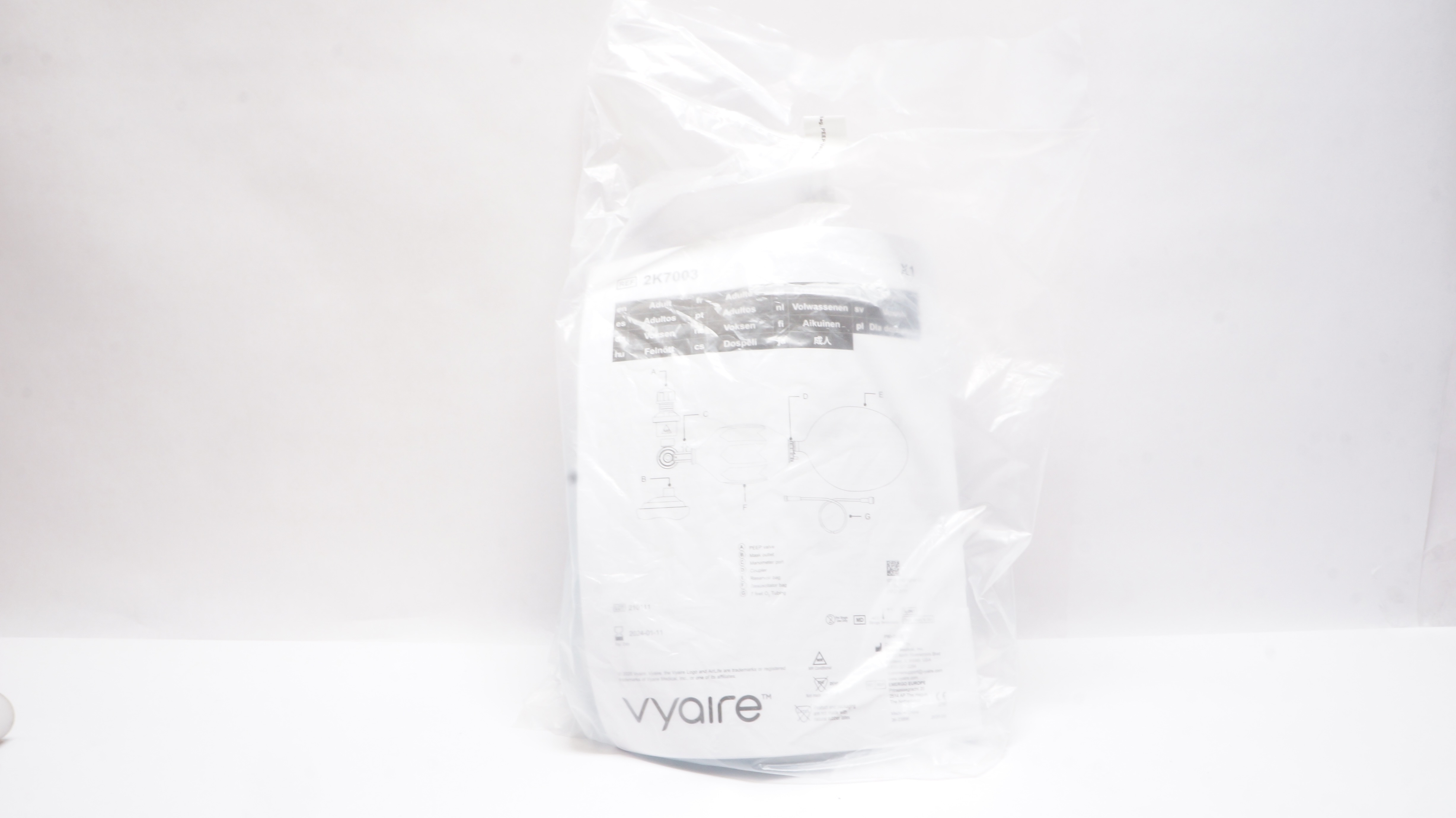 Vyaire 2K7003 Adult Manual Resuscitator,Oxygen Reservoir,Adult Mask,7F