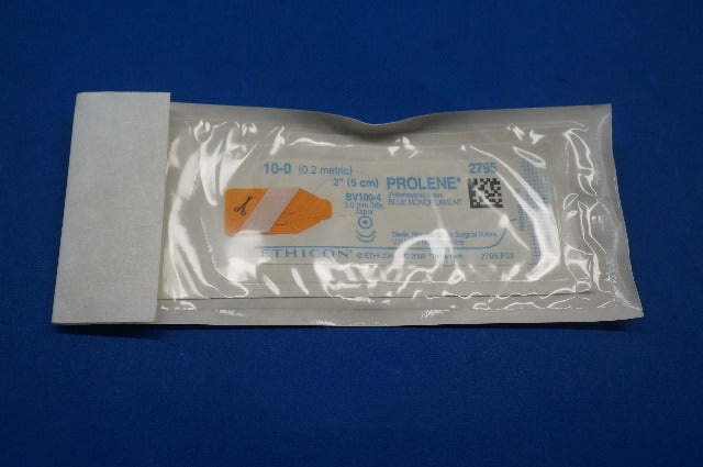Ethicon 2795 10-0 PROLENE, BV100-4 5.0mm 3/8c Taper, Blue Monofilament, 2 (x)