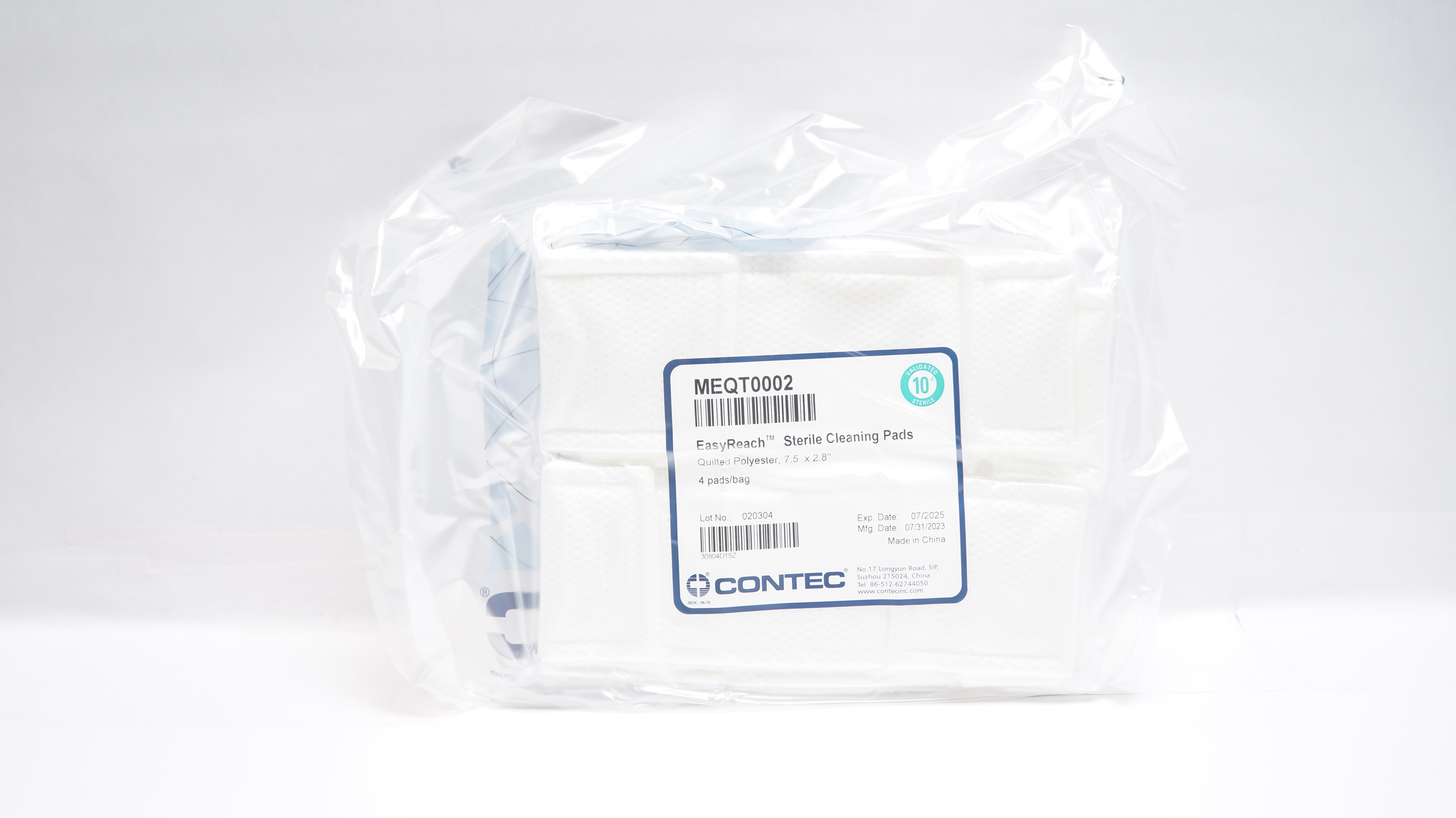 Contec MEQT0002 EasyReach Sterile Cleaning Pads 7.5 x 2.8inch - Pack of 4