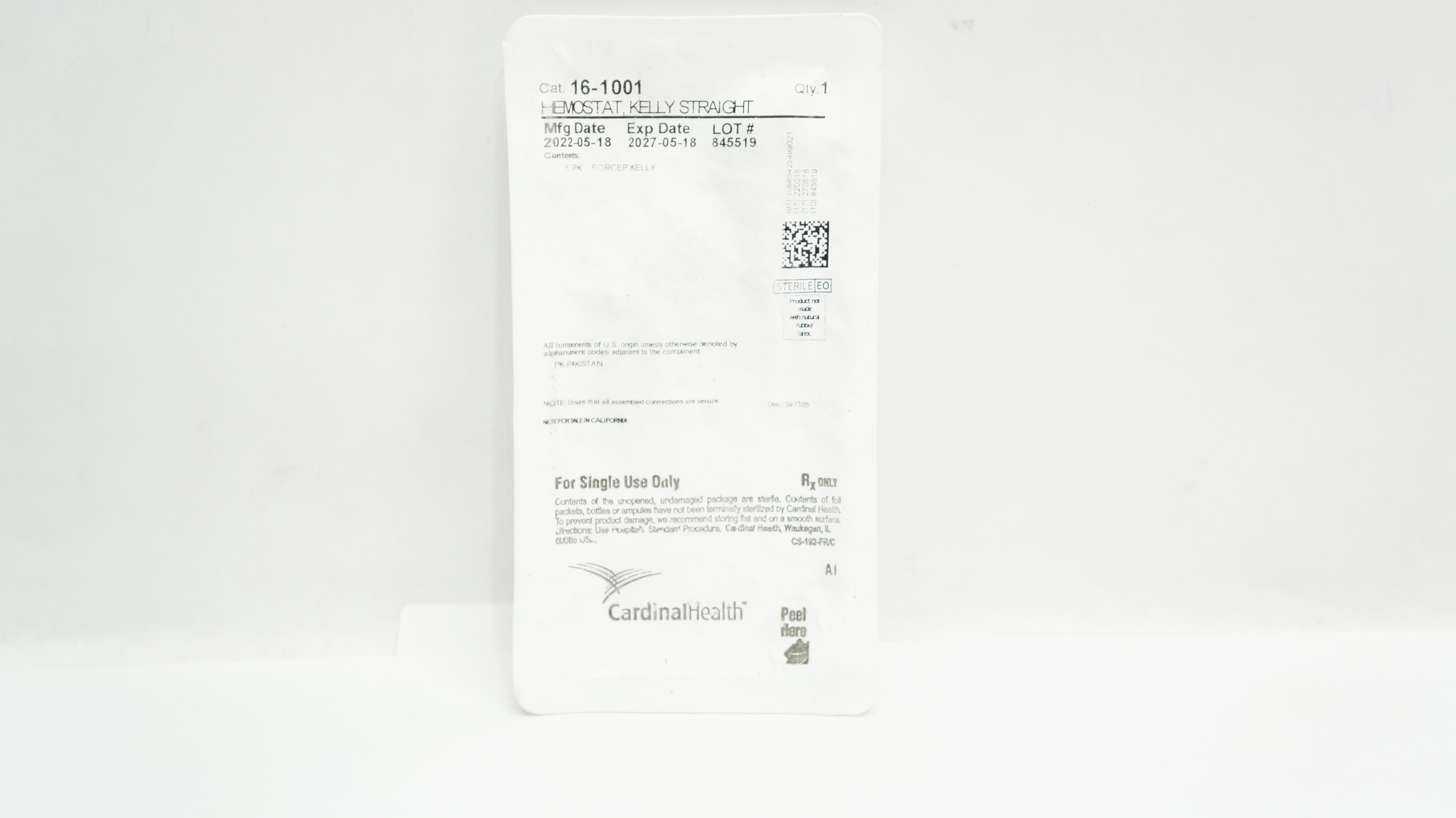 Cardinal Health 16-1001 Hemostat Forcep Kelly, Straight