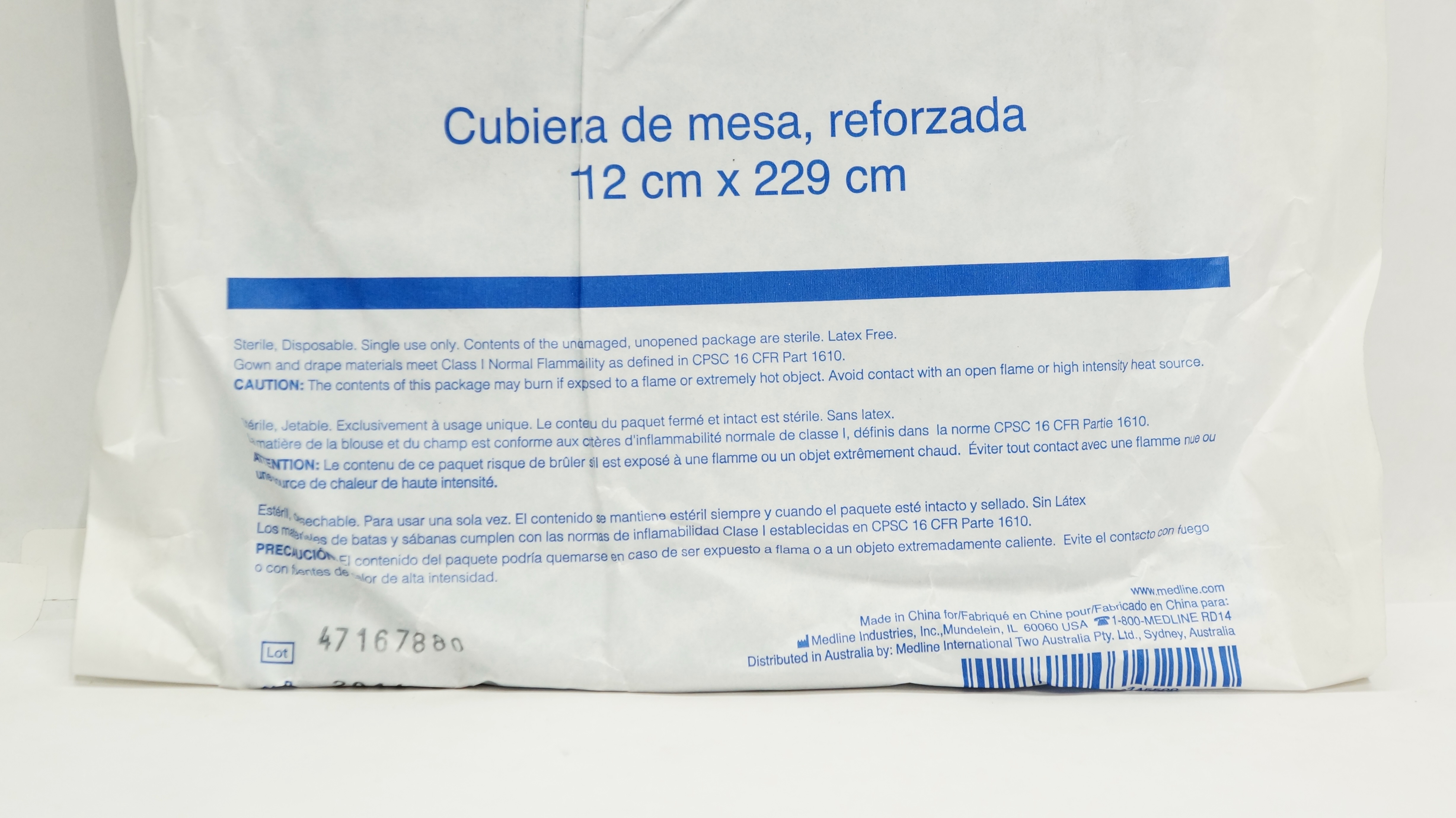 Medline DYNJP2311 Table Cover, Reinforced 44inch x 90inch