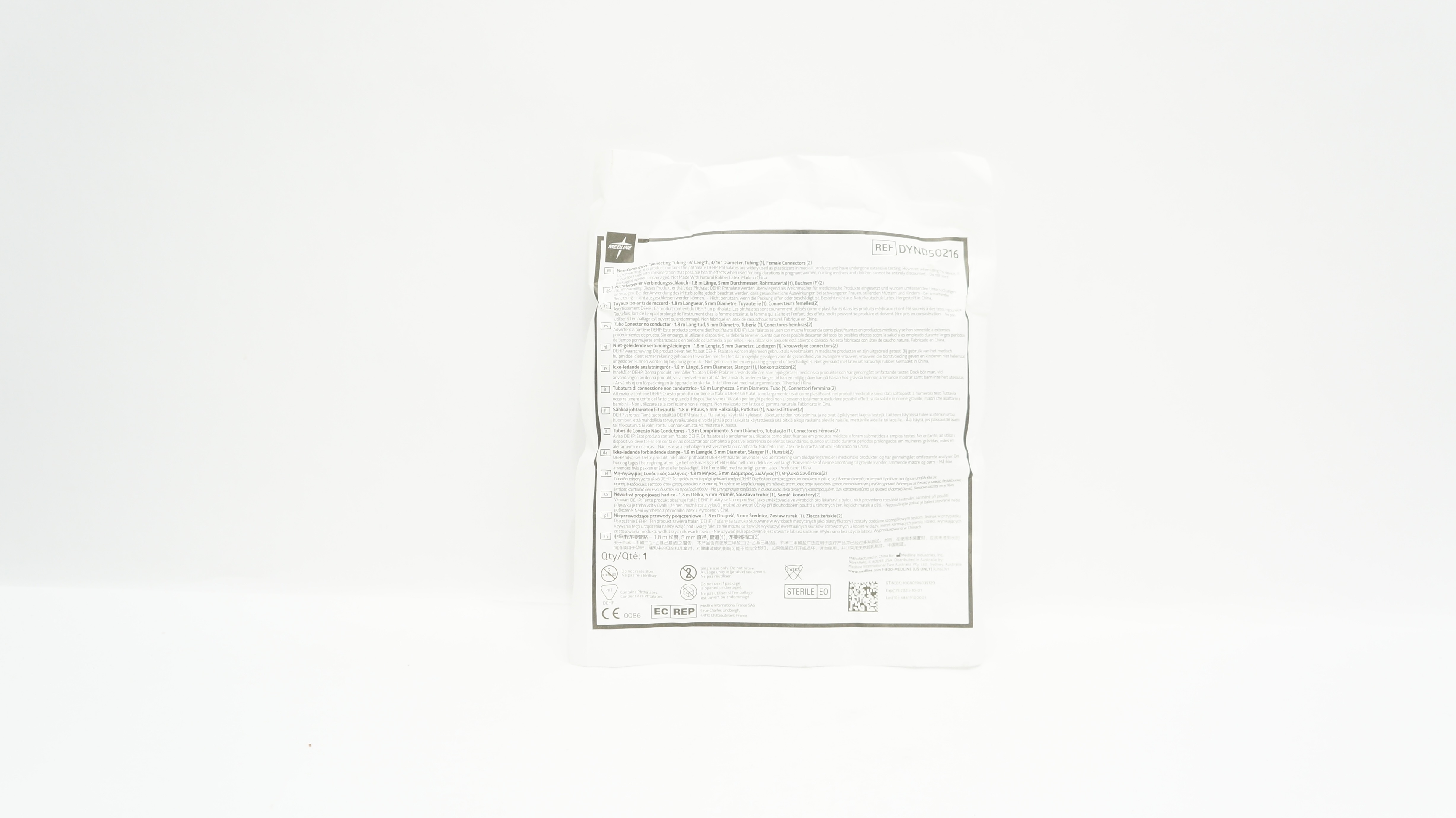 Medline DYND50216 Non-Conductive Connecting Tubing 3/16 inch x 6 ft.
