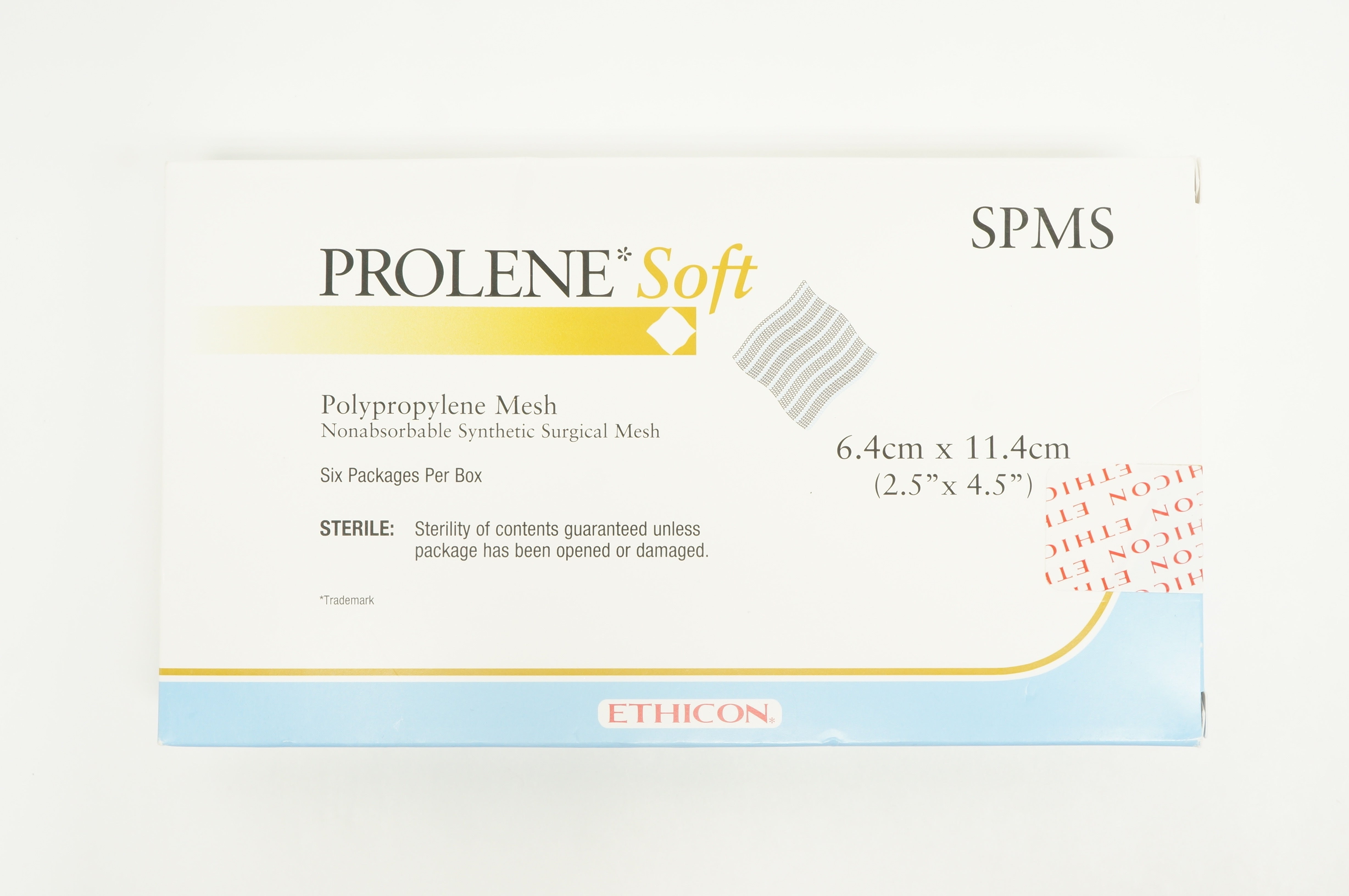Ethicon SPMS Polypropylene Synthetic Surgical Mesh 2.5 x 4.5 inch (x) - Box of 6