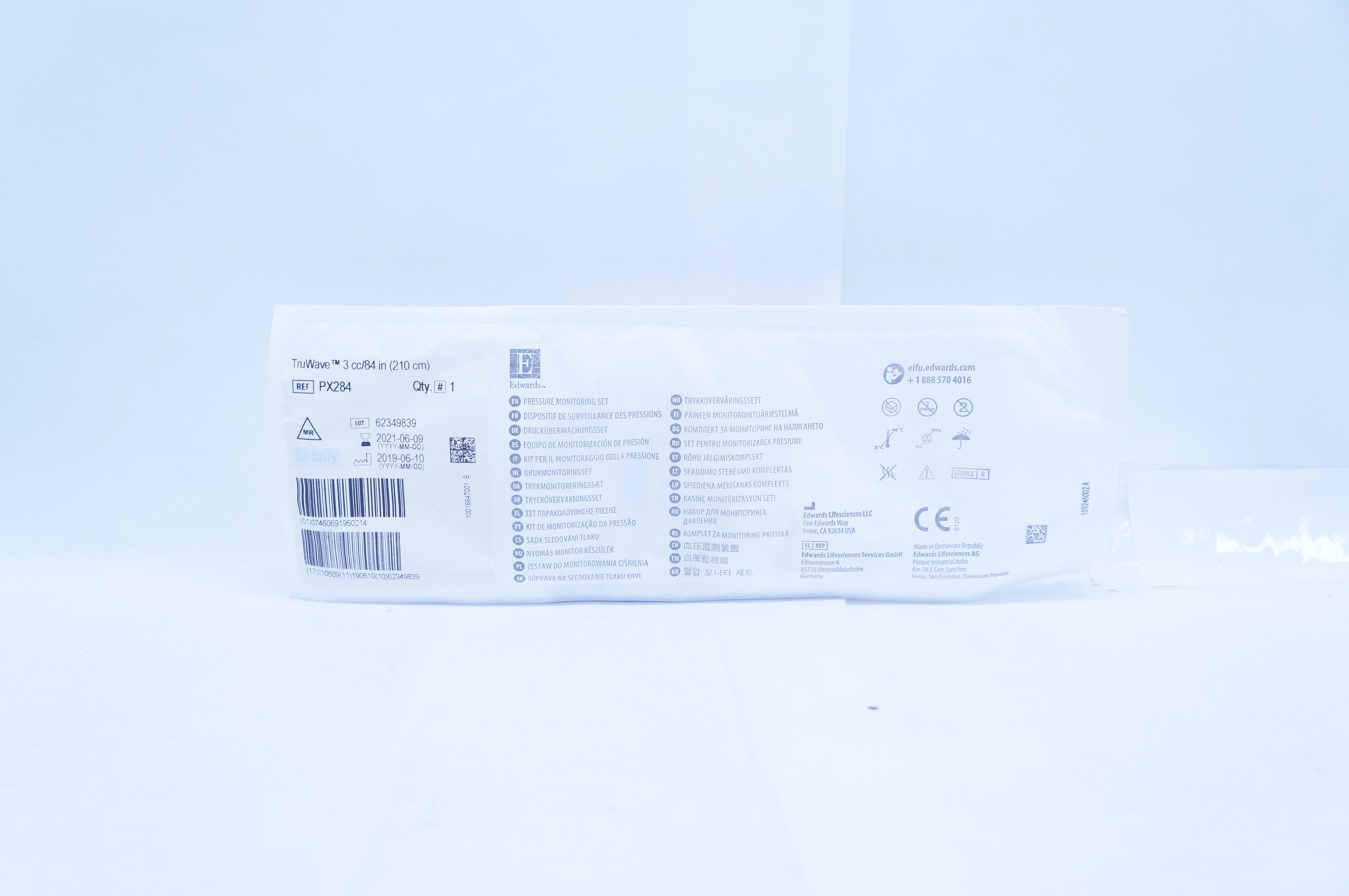 Edwards Lifesciences PX284 TruWave Pressure Monitoring Set 3cc/84inch