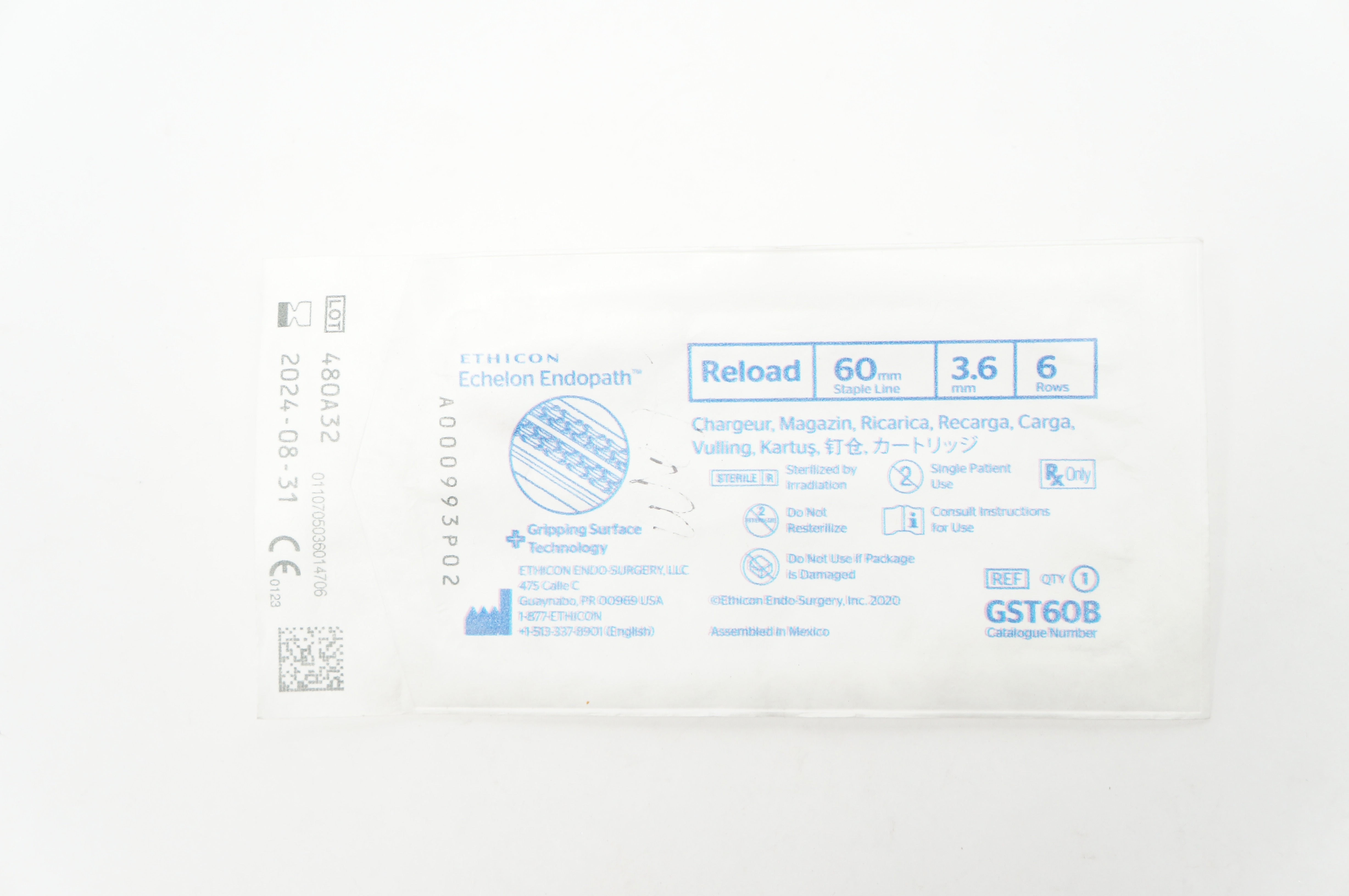 Ethicon GST60B Echelon Endopath Reload 60mm x 3.6mm 6 Rows