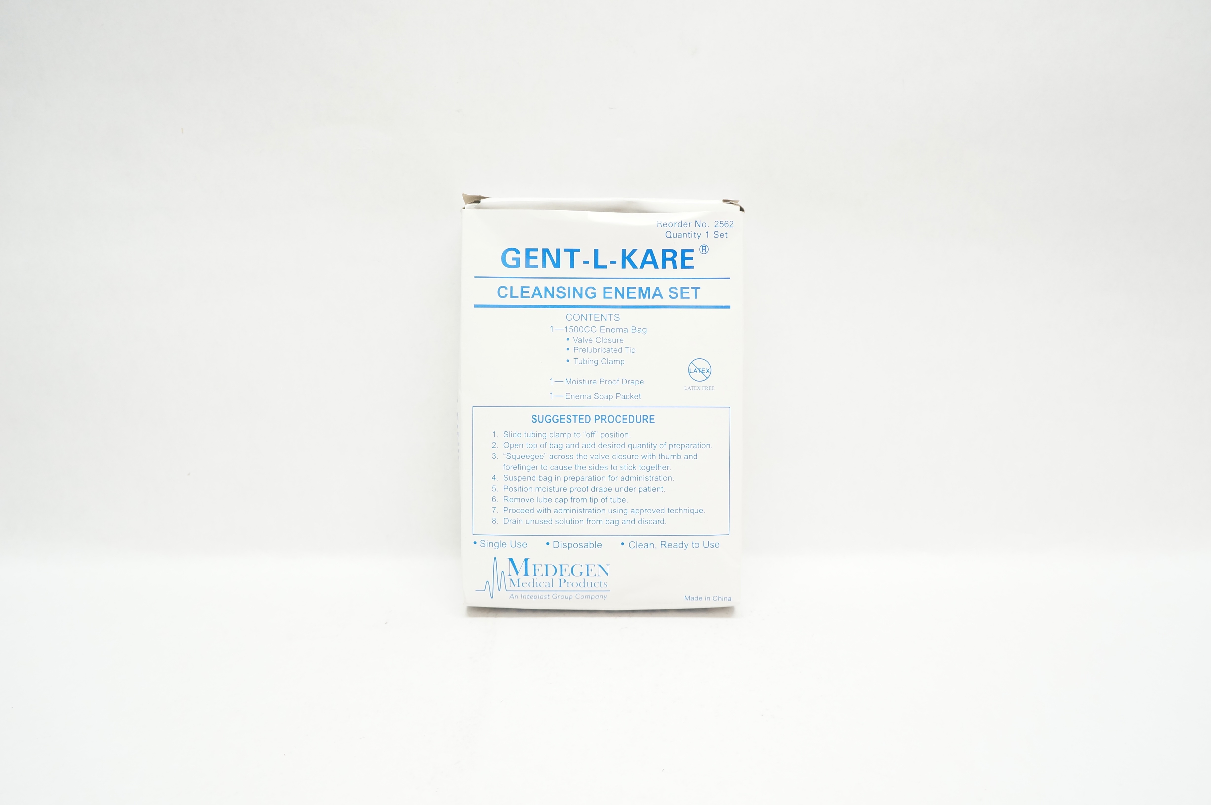 Medegen Medical 2562 GentLKare Cleansing Enema Set w/1500cc Enema Bag