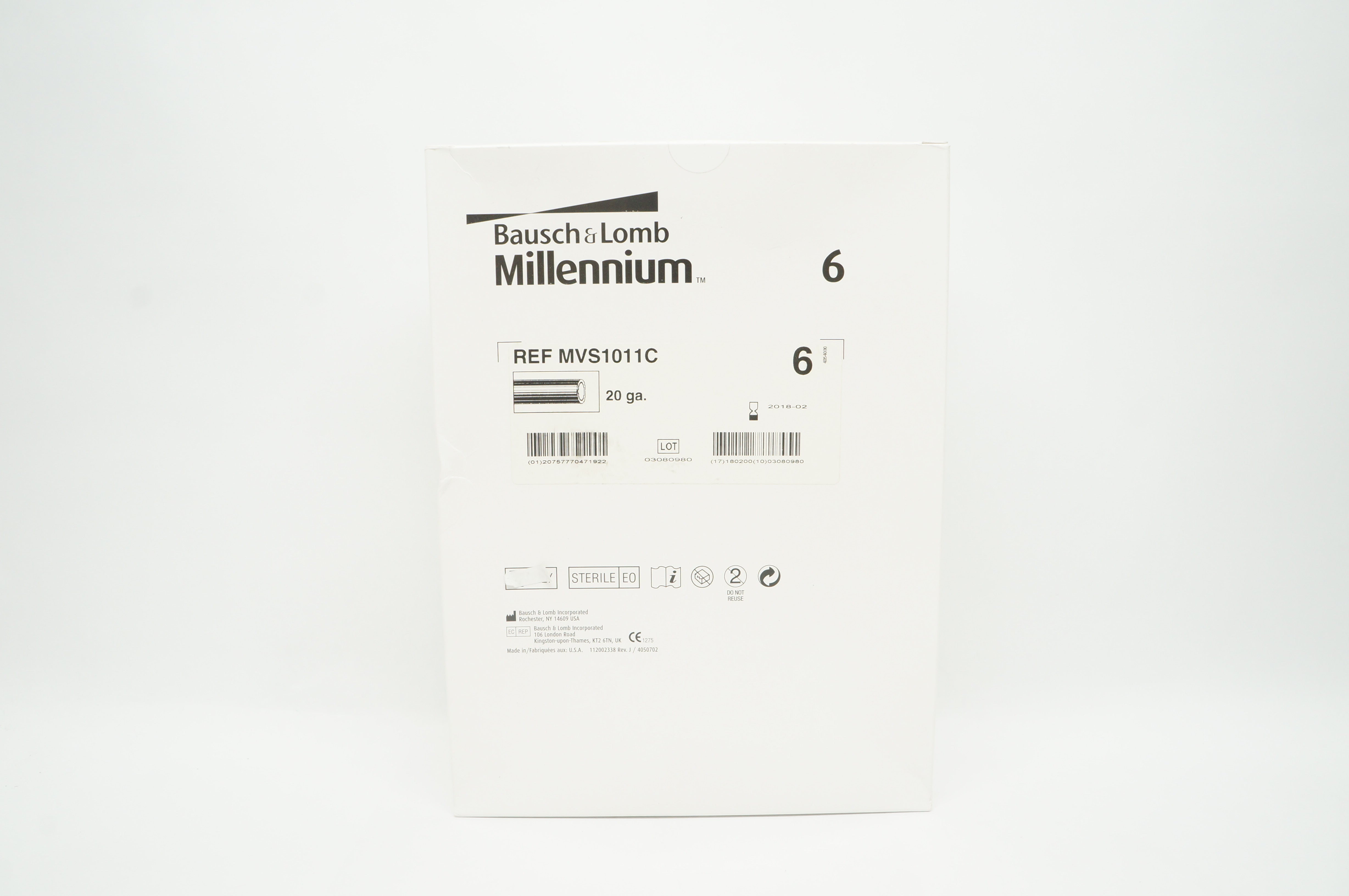 Bausch&Lomb MVS1011C Millennium Light Pipe 20ga (x) - Box of 6