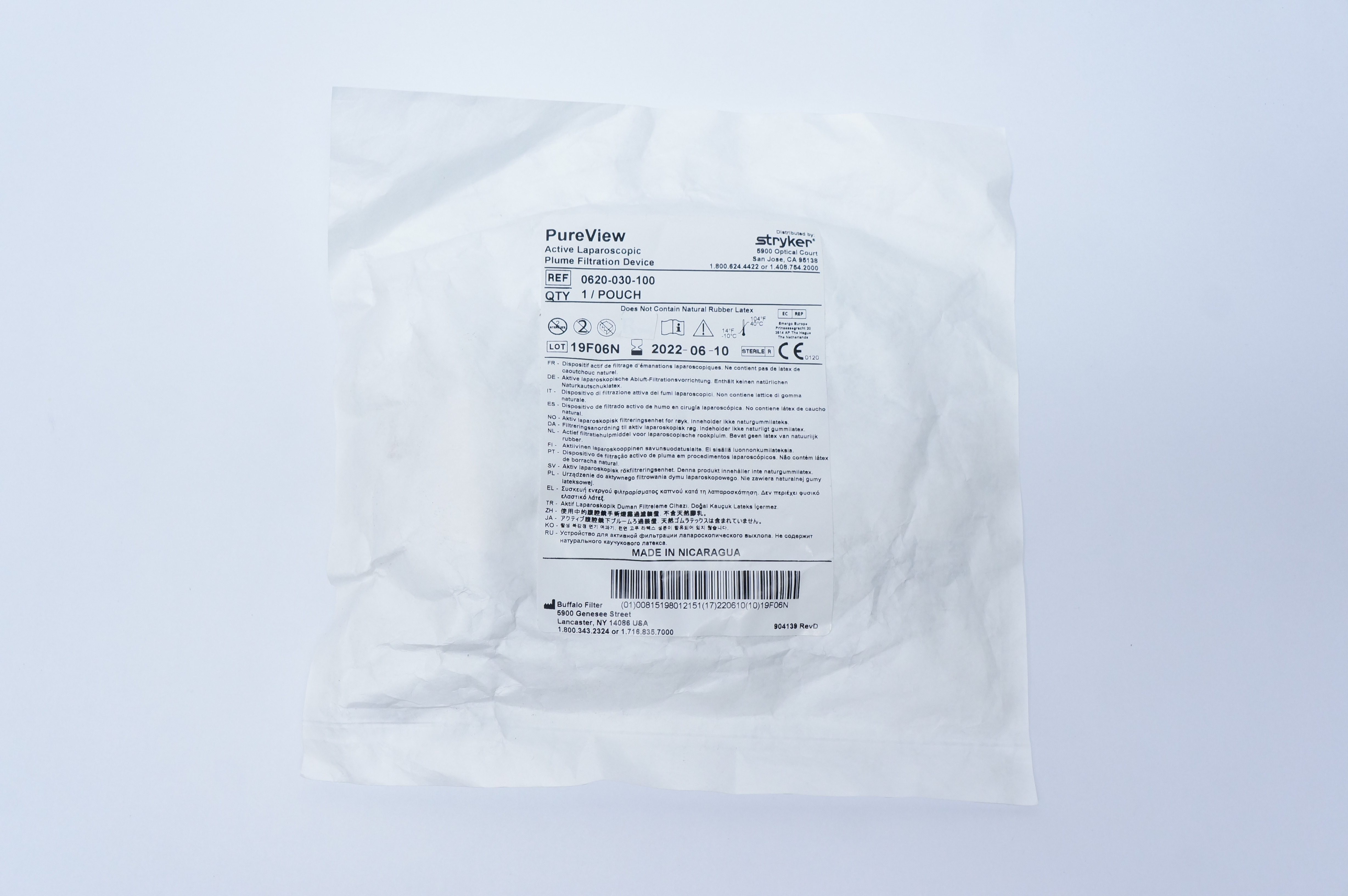 Stryker 0620030100 PureView Active Laparoscopic Plume Filtration Device