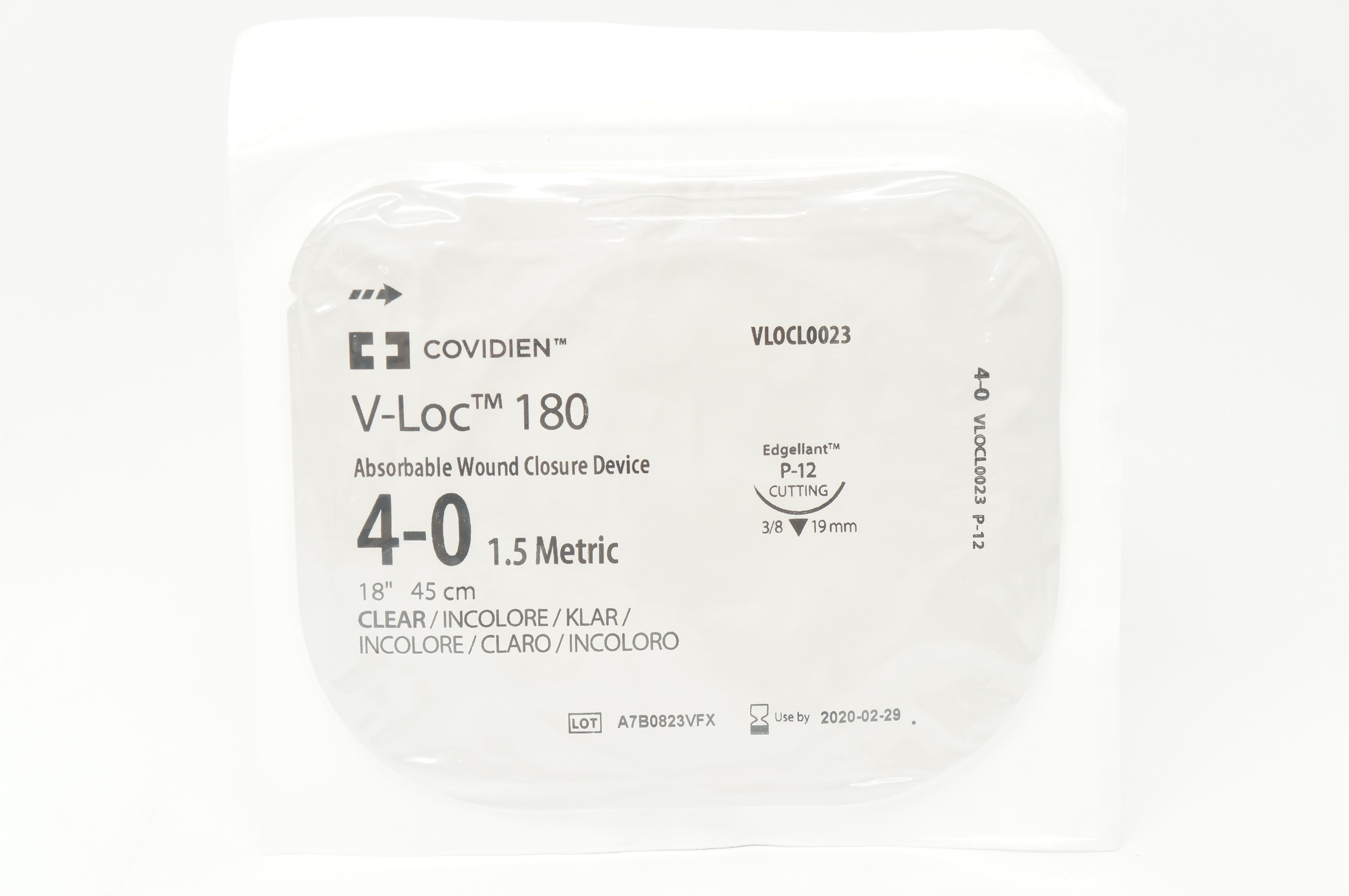 Covidien VLOCL0023 4-0 V-Loc 180 Wound Closure Device P-12 3/8 19mm 18inch (x)
