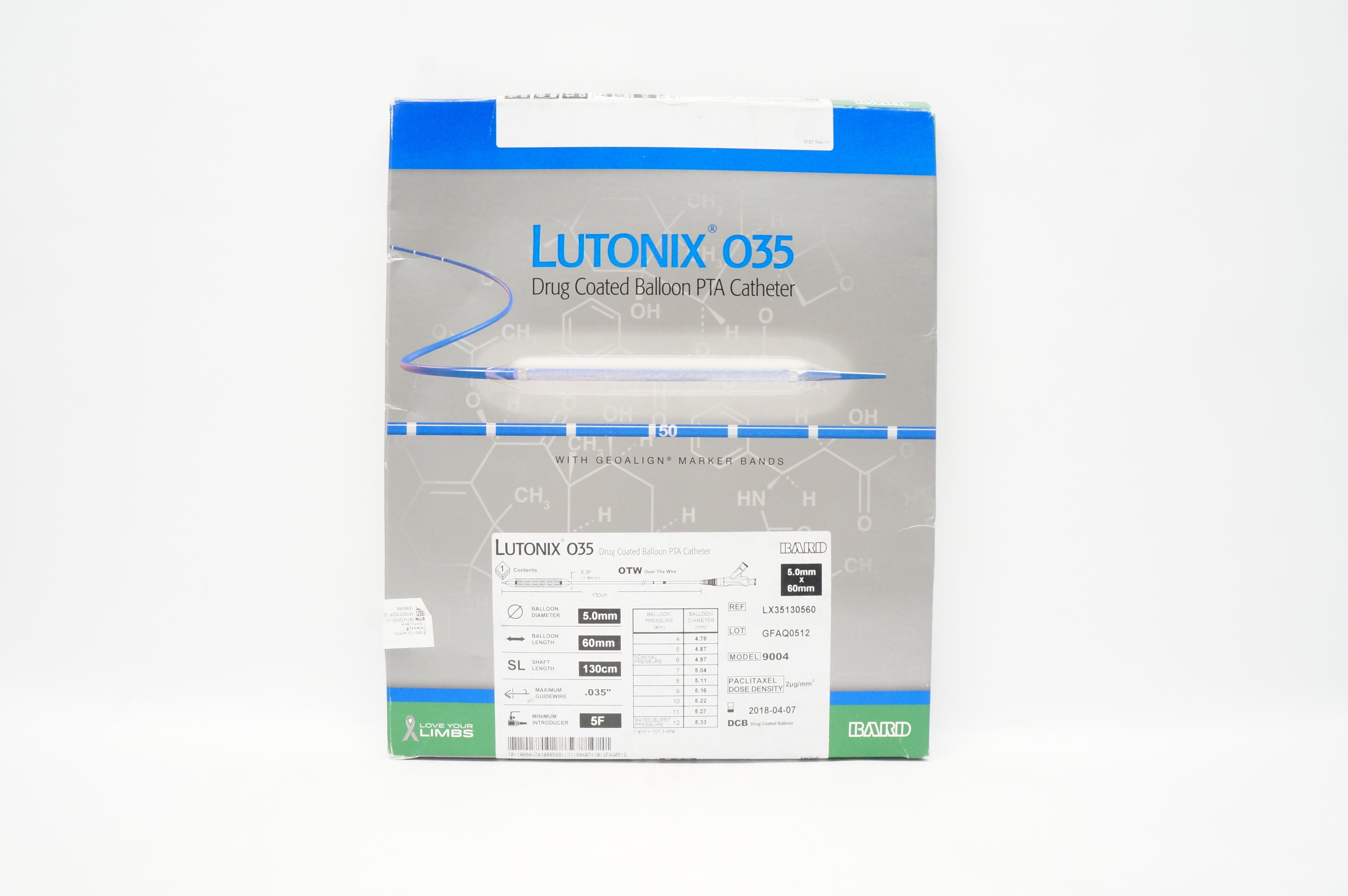 Bard LX35130560 Lutonix 035 Drug Coated Balloon PTA Catheter (x)