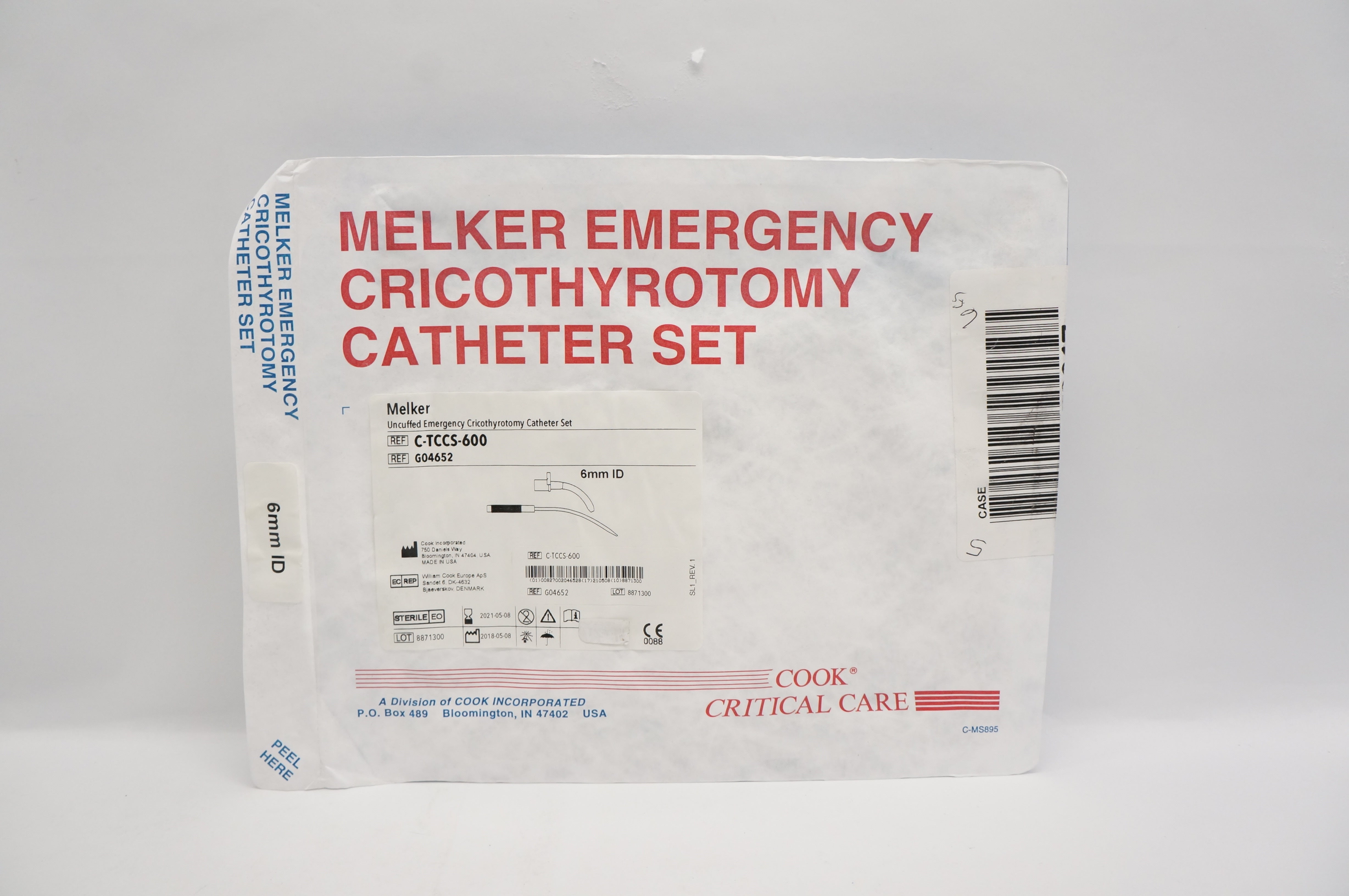 Cook C-TCCS-600 Melker Emergency Cricothyrotomy Cath. Set (x)
