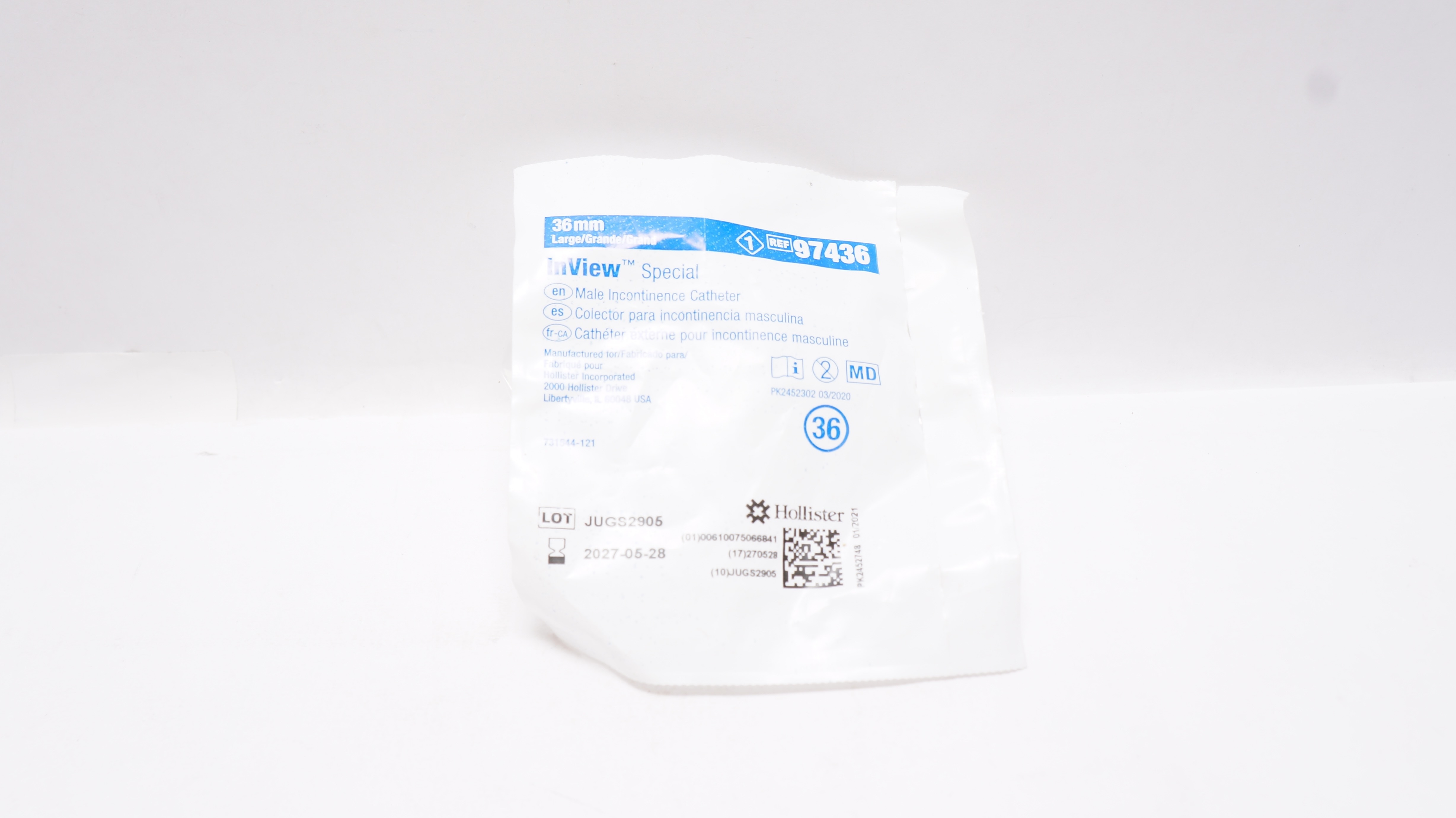 Hollister 97436 InView Special Male Incontinence Cath. Large, 36mm